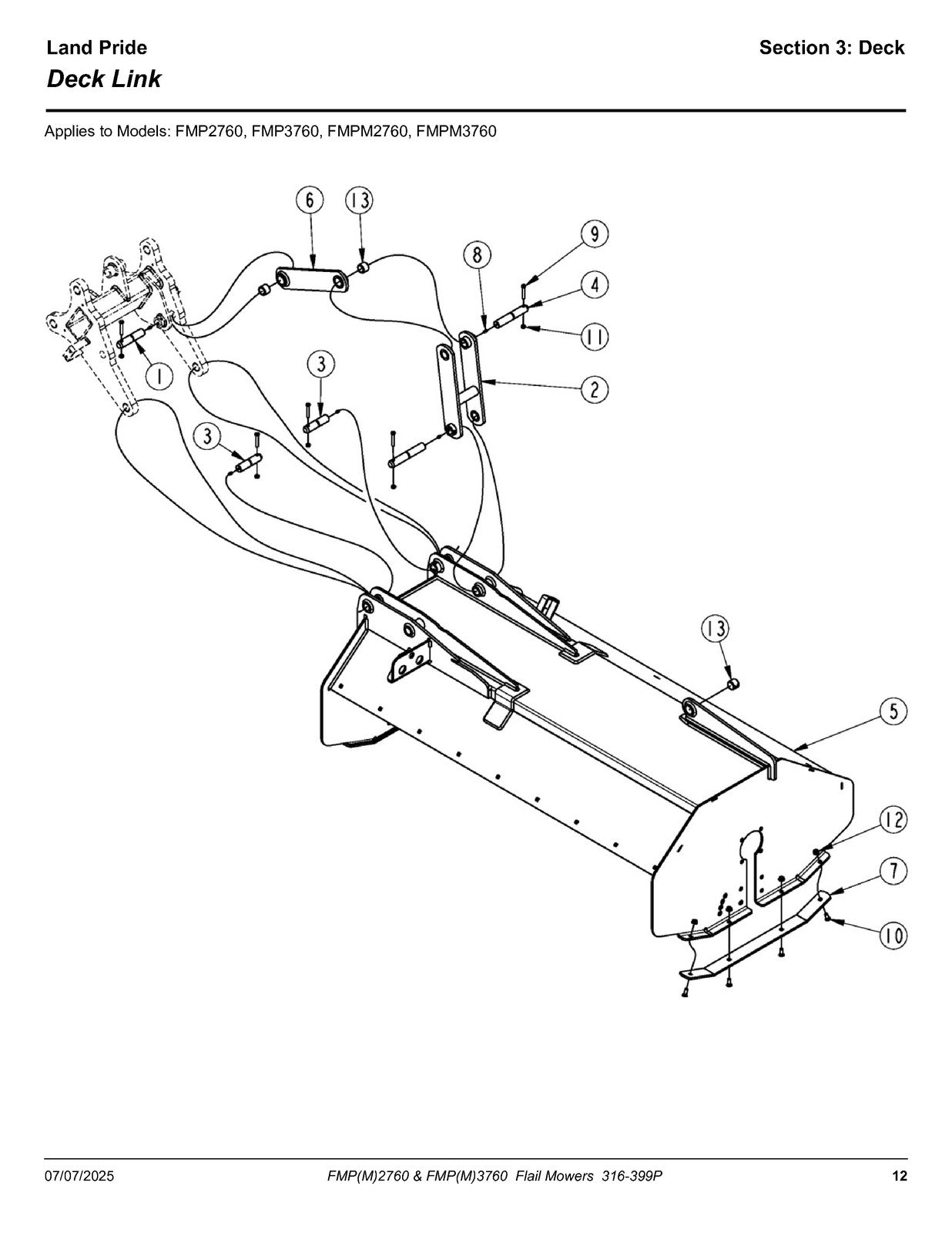 LAND PRIDE FMP27 FMP37 Series Flail Mowers Parts Manual 2025 - WIRE BOUND