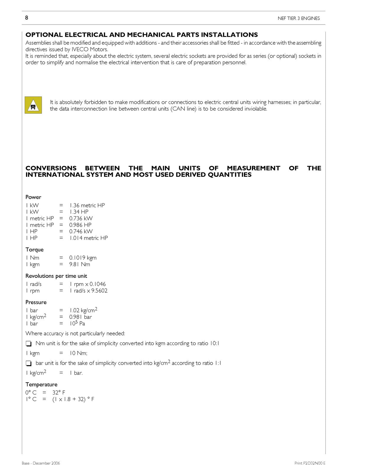 IVECO NEF Tier 3 Series N45 N67 Technical And Repair Manual 2006 - WIRE BOUND