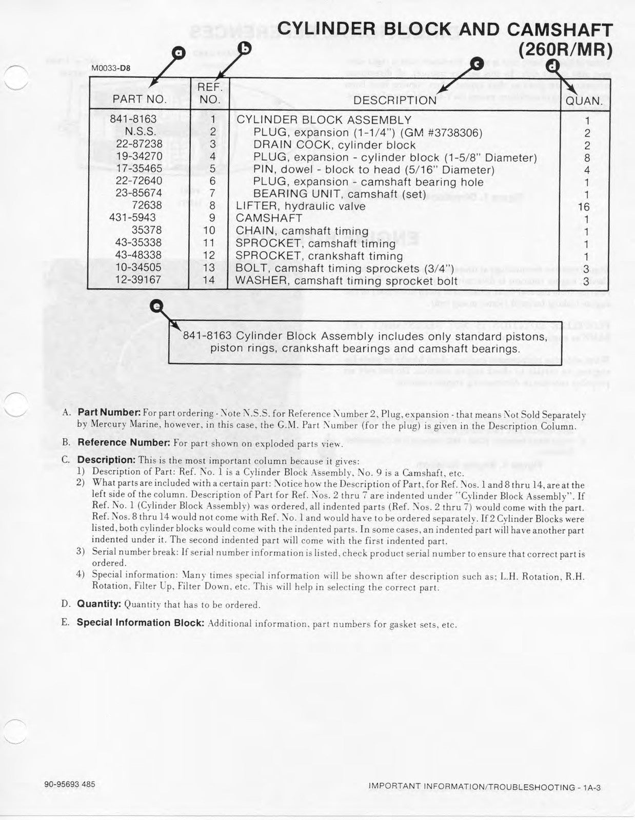 MERCURY MERCRUISER GM 4 6 V-8 Cylinder Marine Engine Service Manual 1988 - BOUND
