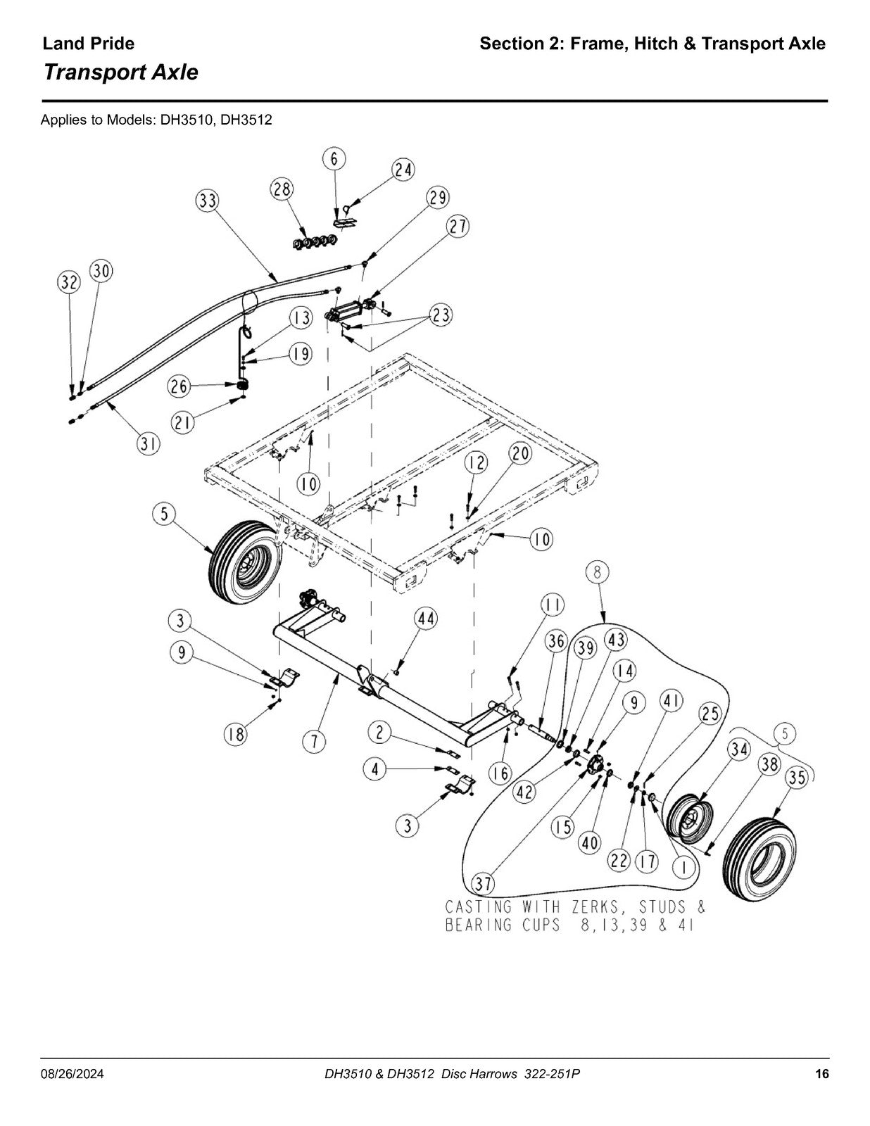 LAND PRIDE DH35 Series Disc Harrows Parts Manual 2024 - WIRE BOUND - COVERS