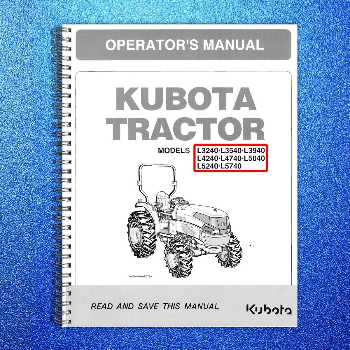 KUBOTA L3240-L5740 ROPS CAB Operators Manual BUNDLE - WIRE BOUND - TOUGH COVERS