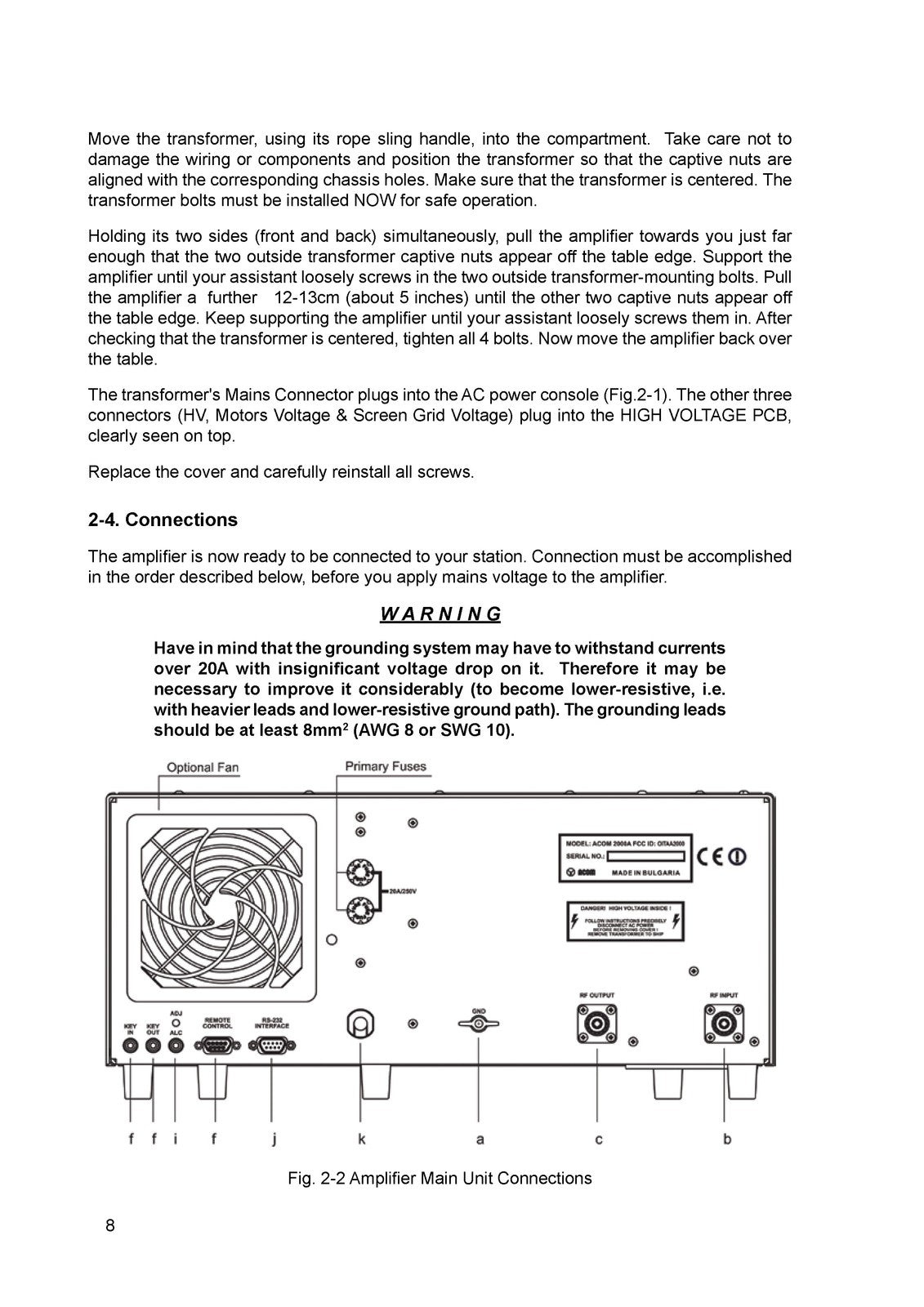 ACOM 2000A Linear Amplifier User Manual 2012 - BOUND - COVERS - XL FOLDOUT PAGES