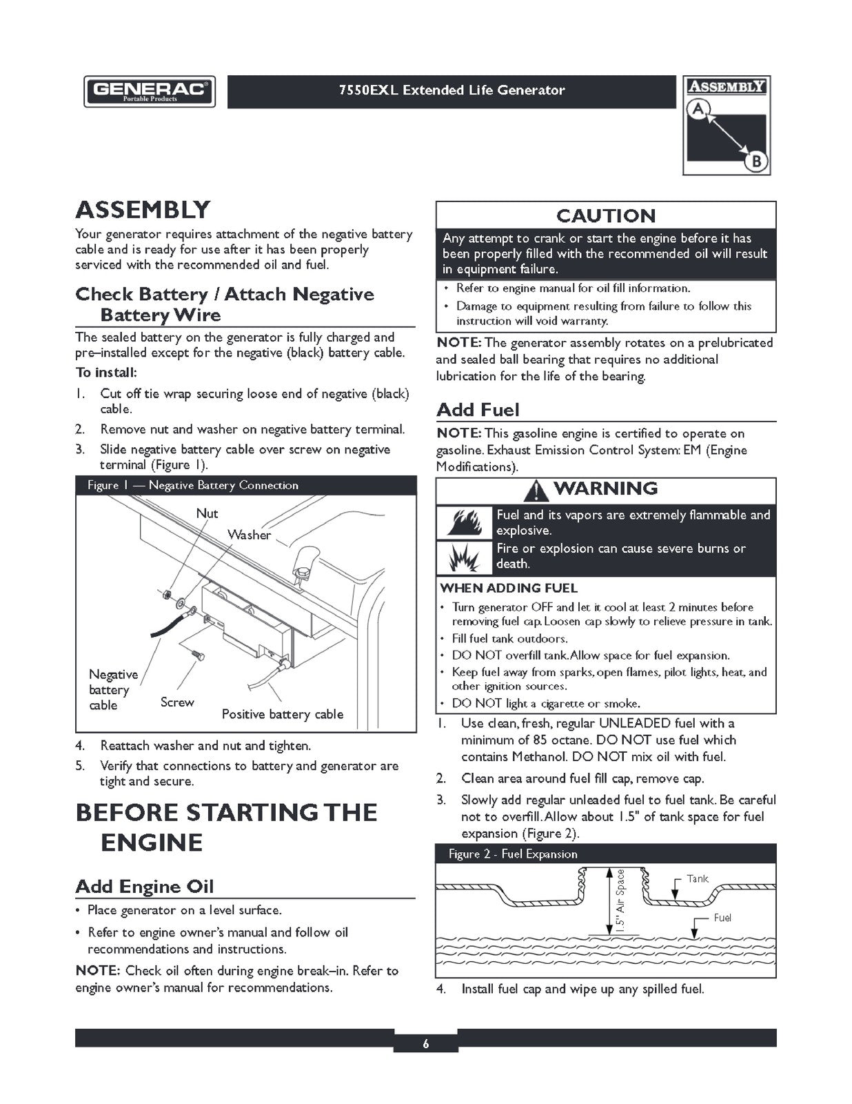 GENERAC 7550EXL Operators Manual - STEEL WIRE BOUND - PROTECTIVE COVERS