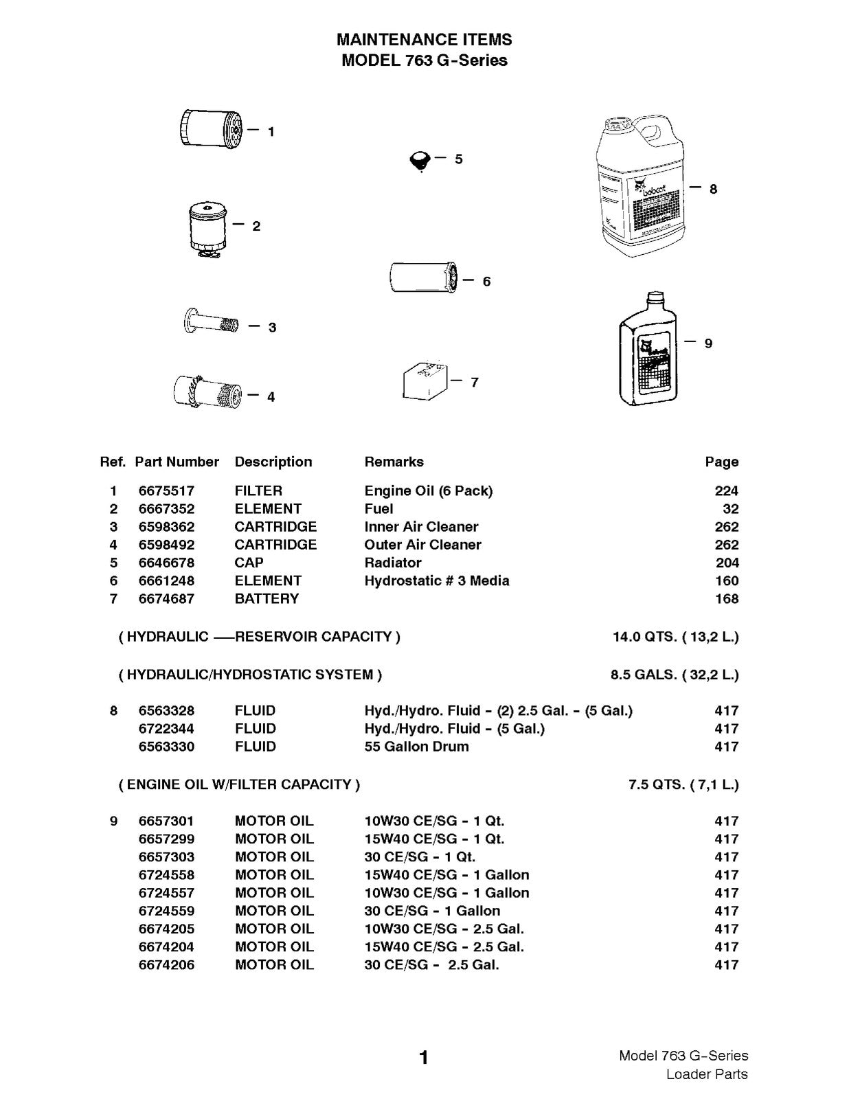 BOBCAT 763 G-Series Parts Manual SN 512250001 512450001 512620001 Up - BOUND