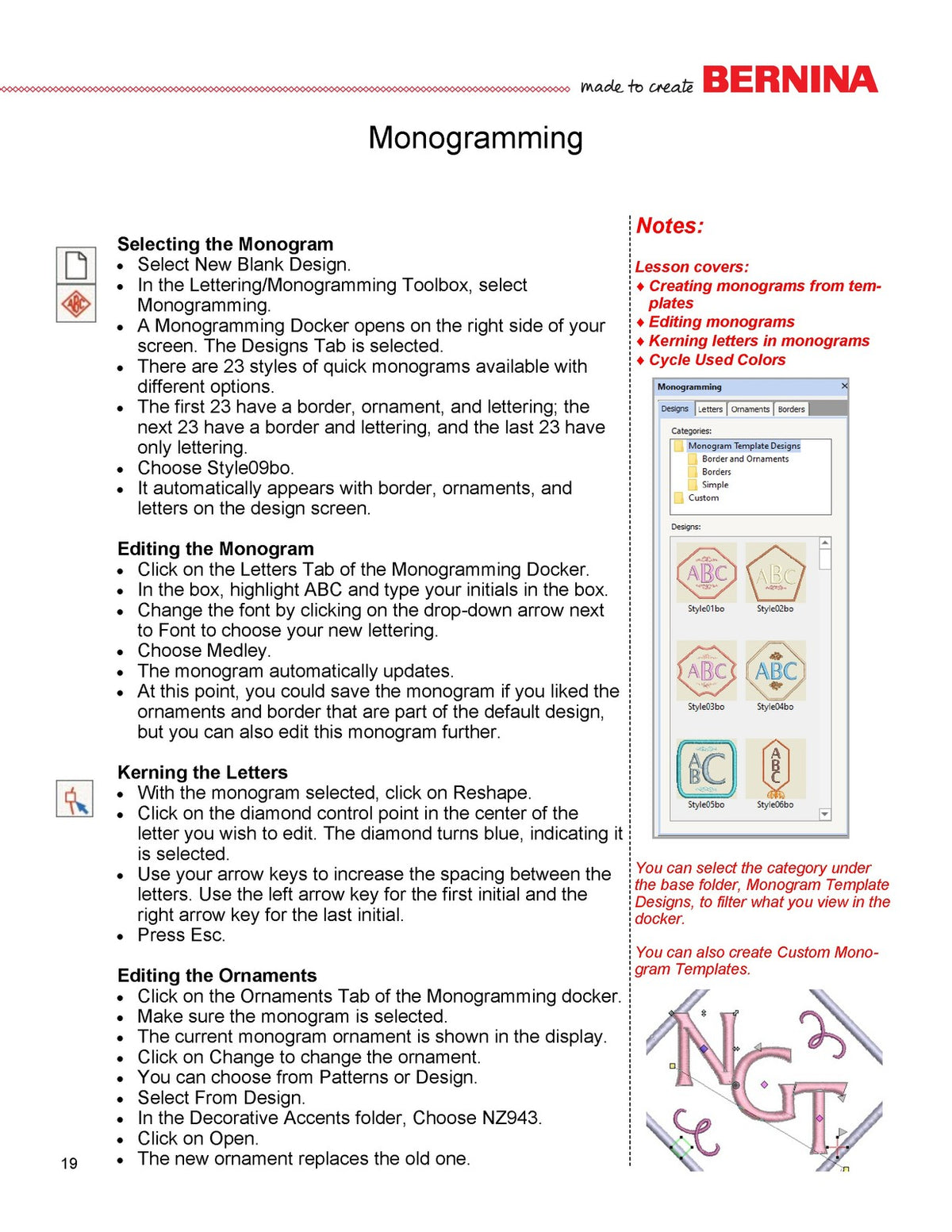 BERNINA Embroidery Software 9 Creator Workbook 2022 - WIRE BOUND - TOUGH COVERS