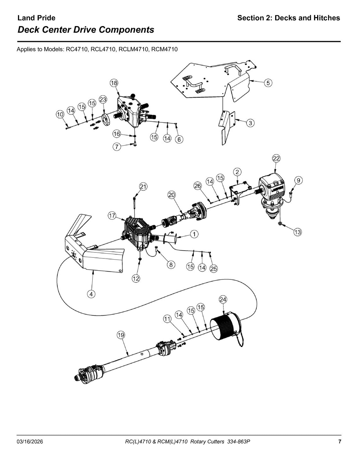 LAND PRIDE RC4710 Rotary Cutters Parts Manual 2026 - WIRE BOUND - TOUGH COVERS