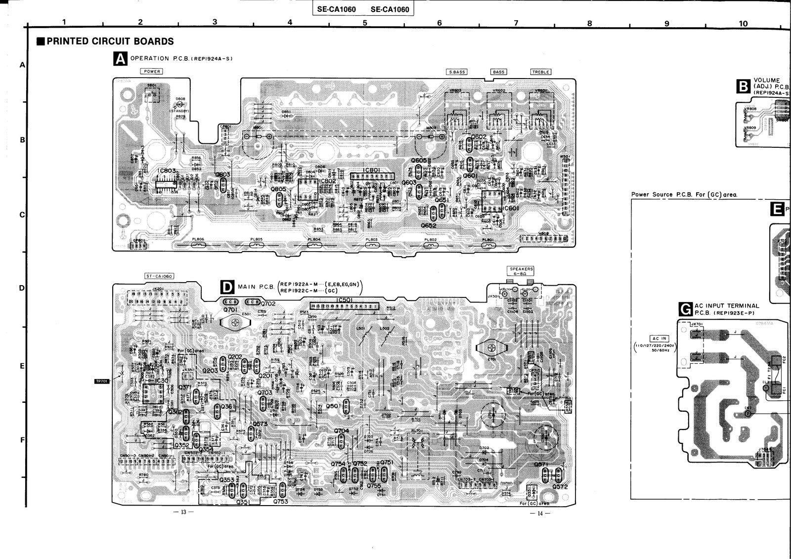 TECHNICS SE-CA1060 Stereo Amplifier Service Manual - WIRE BOUND - TOUGH COVERS
