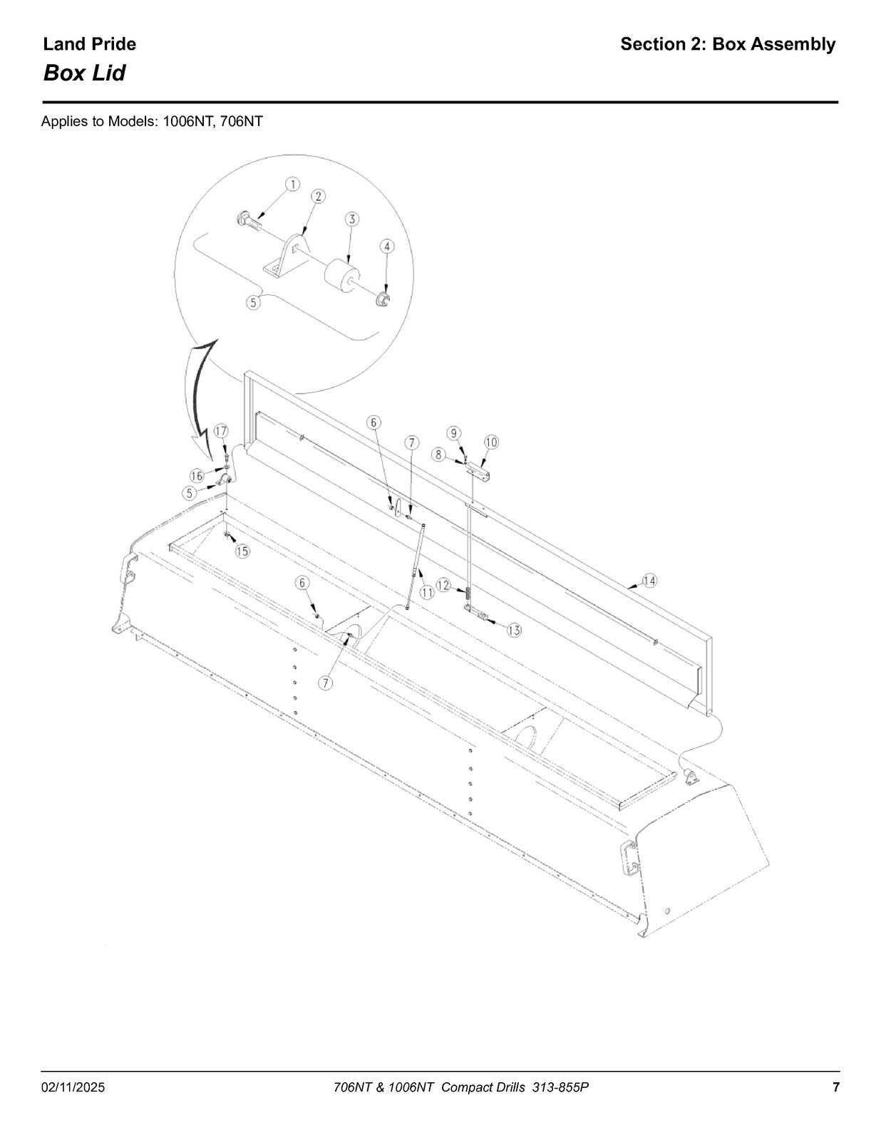 LAND PRIDE 706NT 1006NT End-wheel No-till Drills Parts Manual 2025 - WIRE BOUND