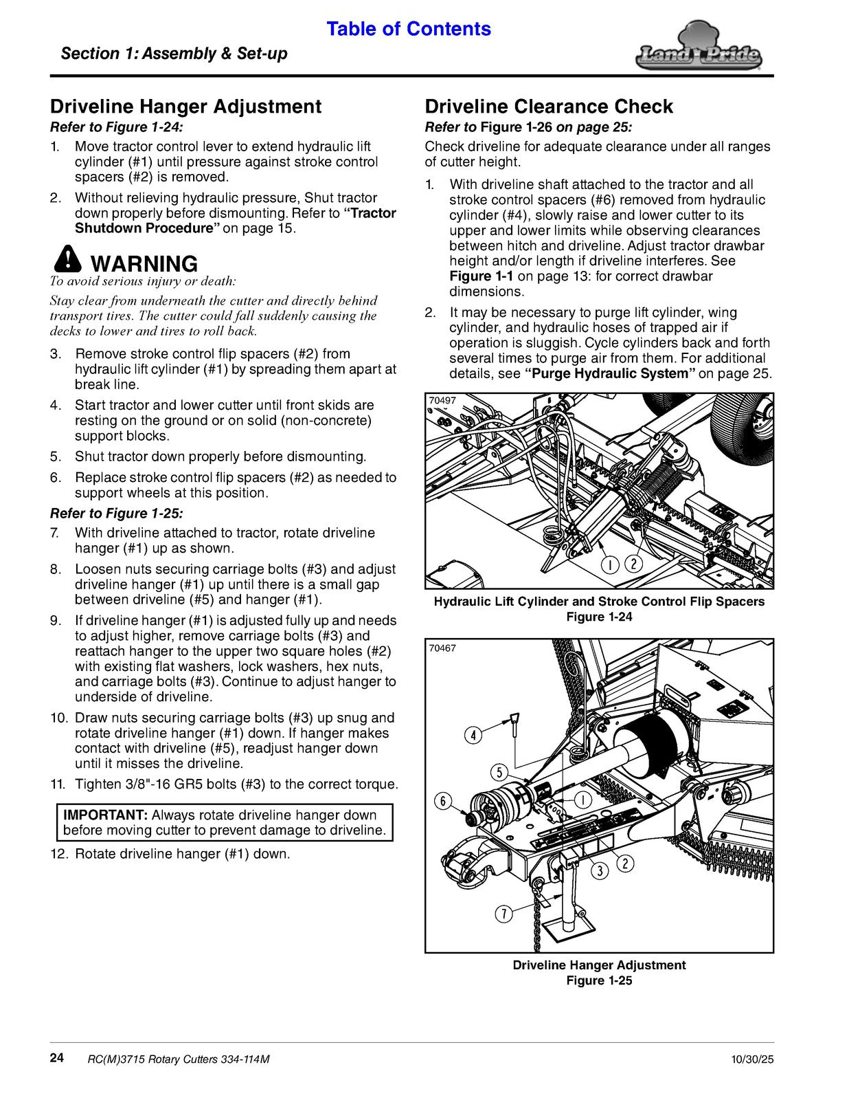 LAND PRIDE RC3715 RCM3715 Rotary Cutters Operators Manual - WIRE BOUND - COVERS