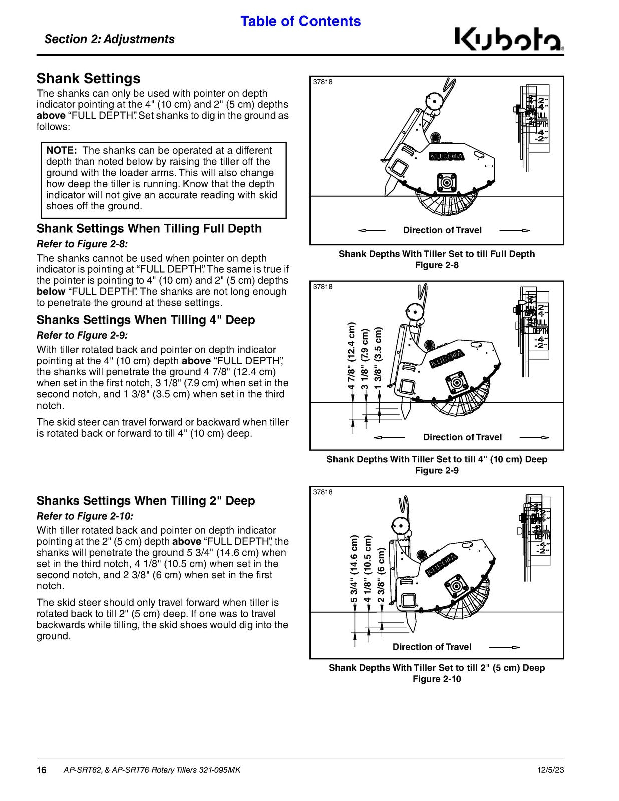 KUBOTA Land Pride AP-SRT62 AP-SRT76 Rotary Tiller Operators Manual - WIRE BOUND