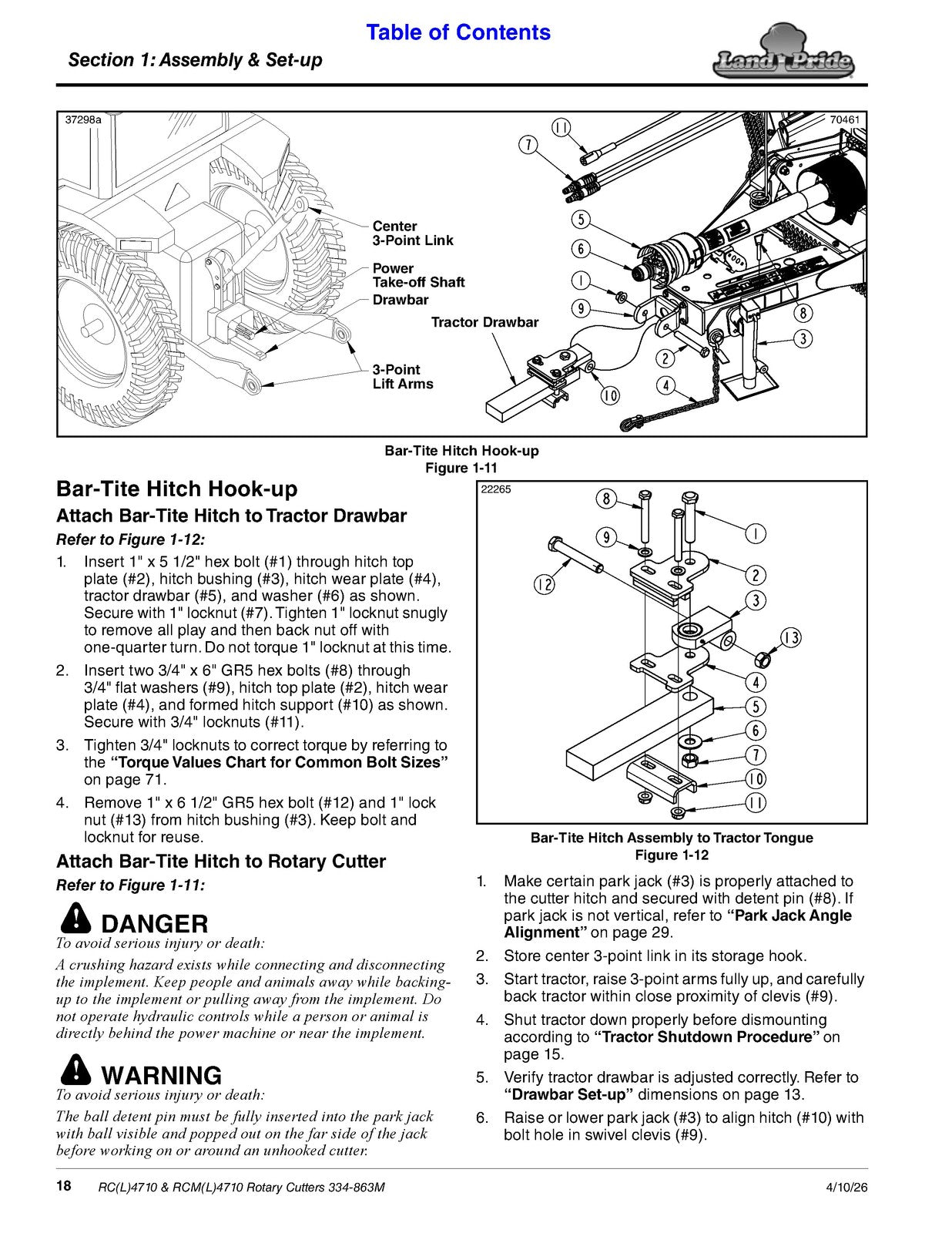 LAND PRIDE RC4710 Rotary Cutters Operators Manual - WIRE BOUND - TOUGH COVERS