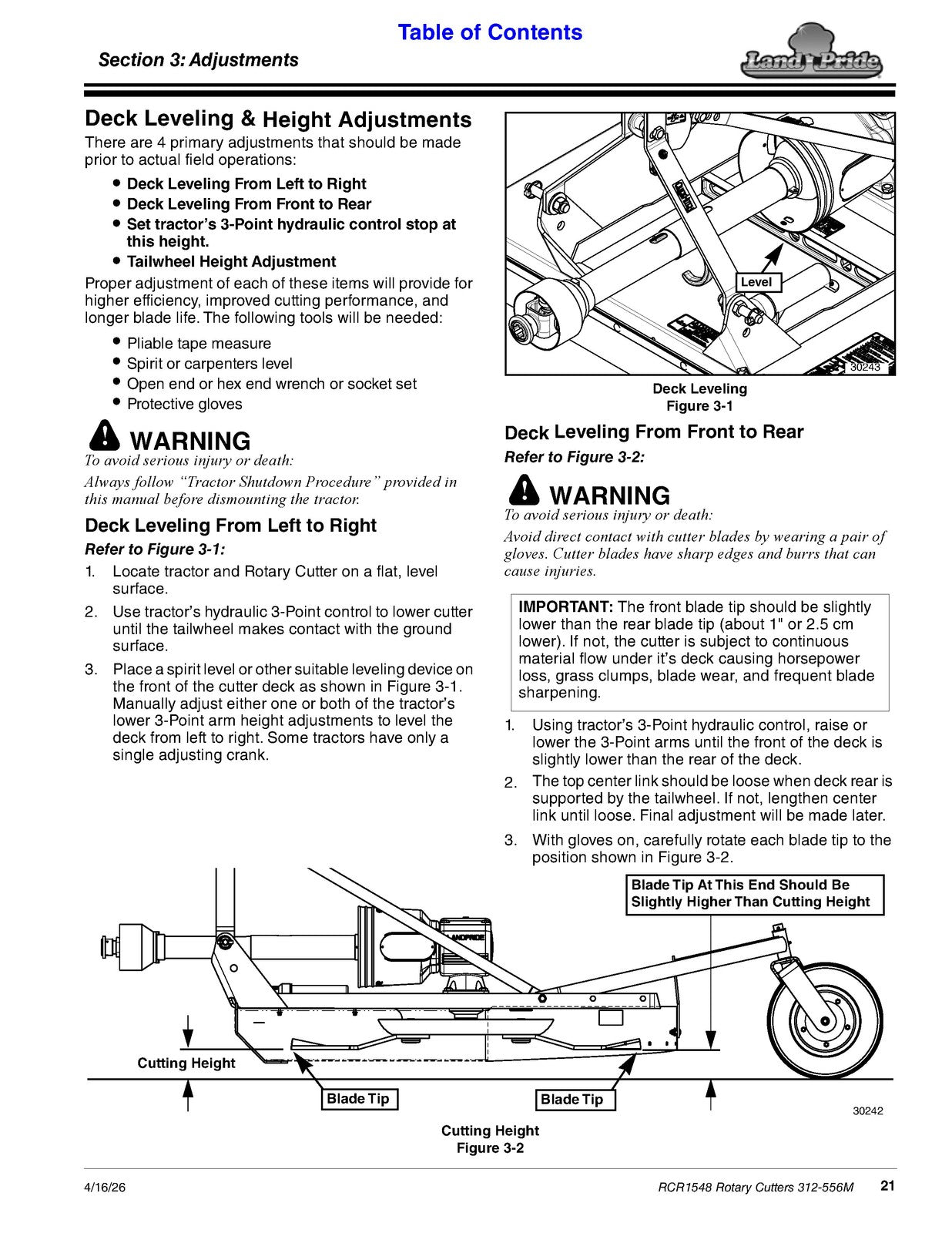 LAND PRIDE RCR1548 Rotary Cutter Operators Manual 2026 - WIRE BOUND - COVERS