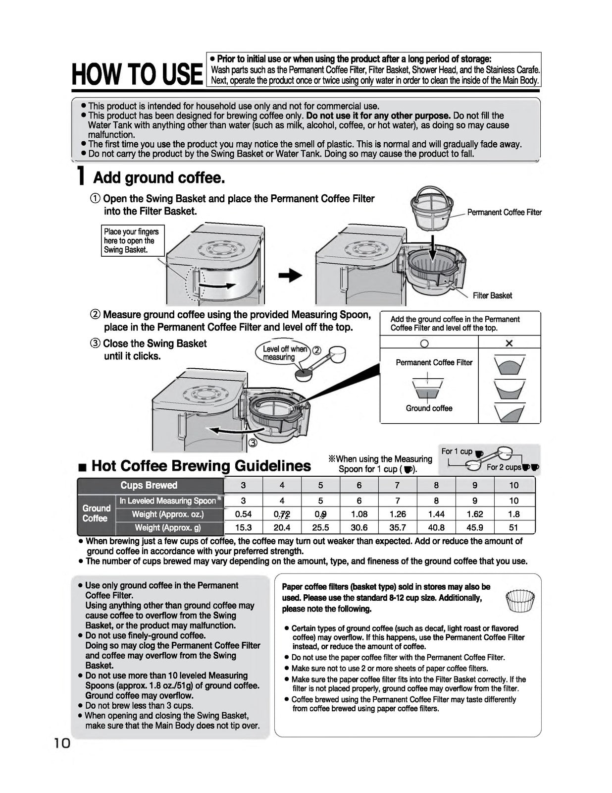ZOJIRUSHI EC-YTC100 Fresh Brew Plus Thermal Operating Instructions Manual