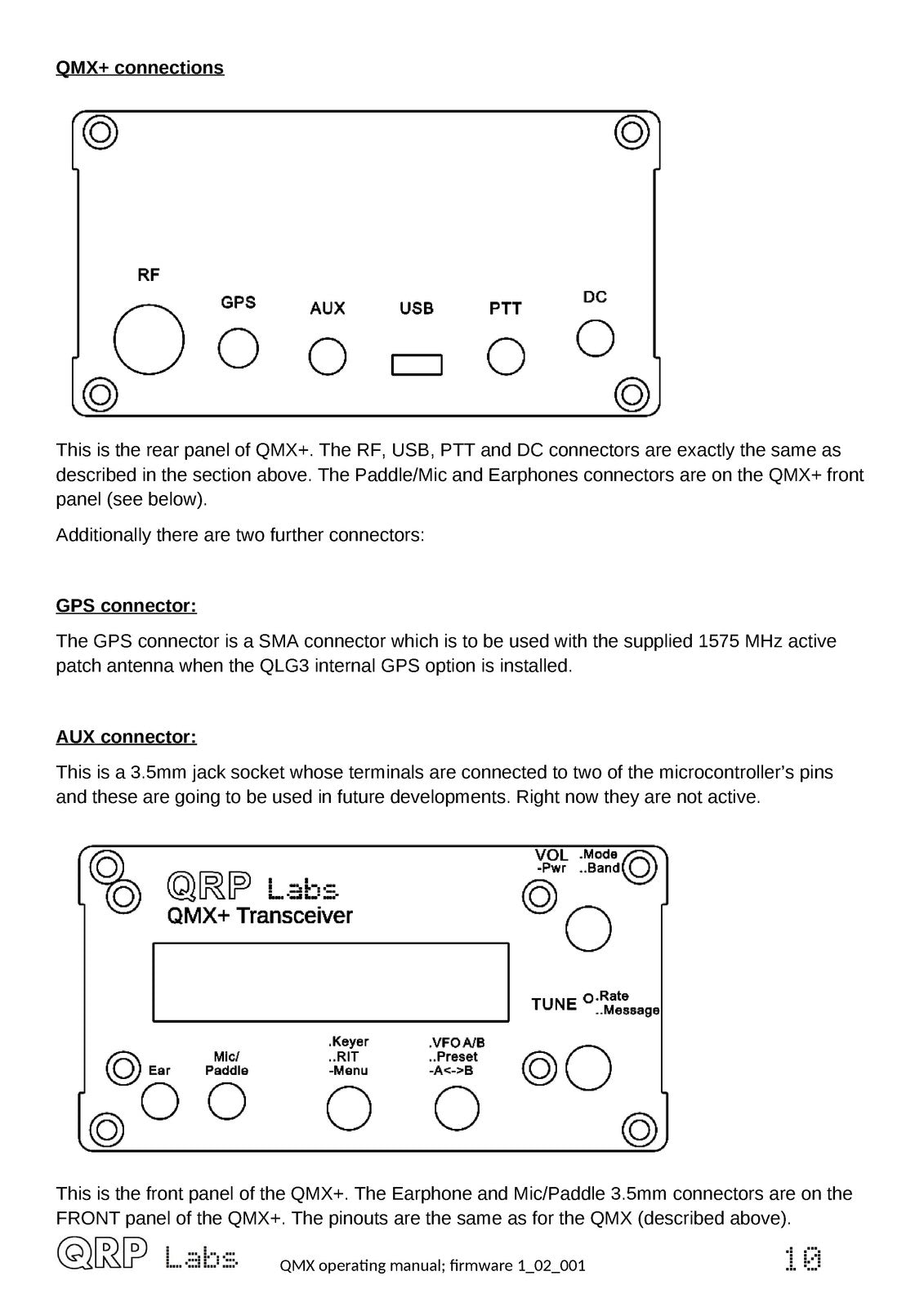 QRP LABS QMX QMX Multimode Transceiver Operating Manual - WIRE BOUND - COVERS