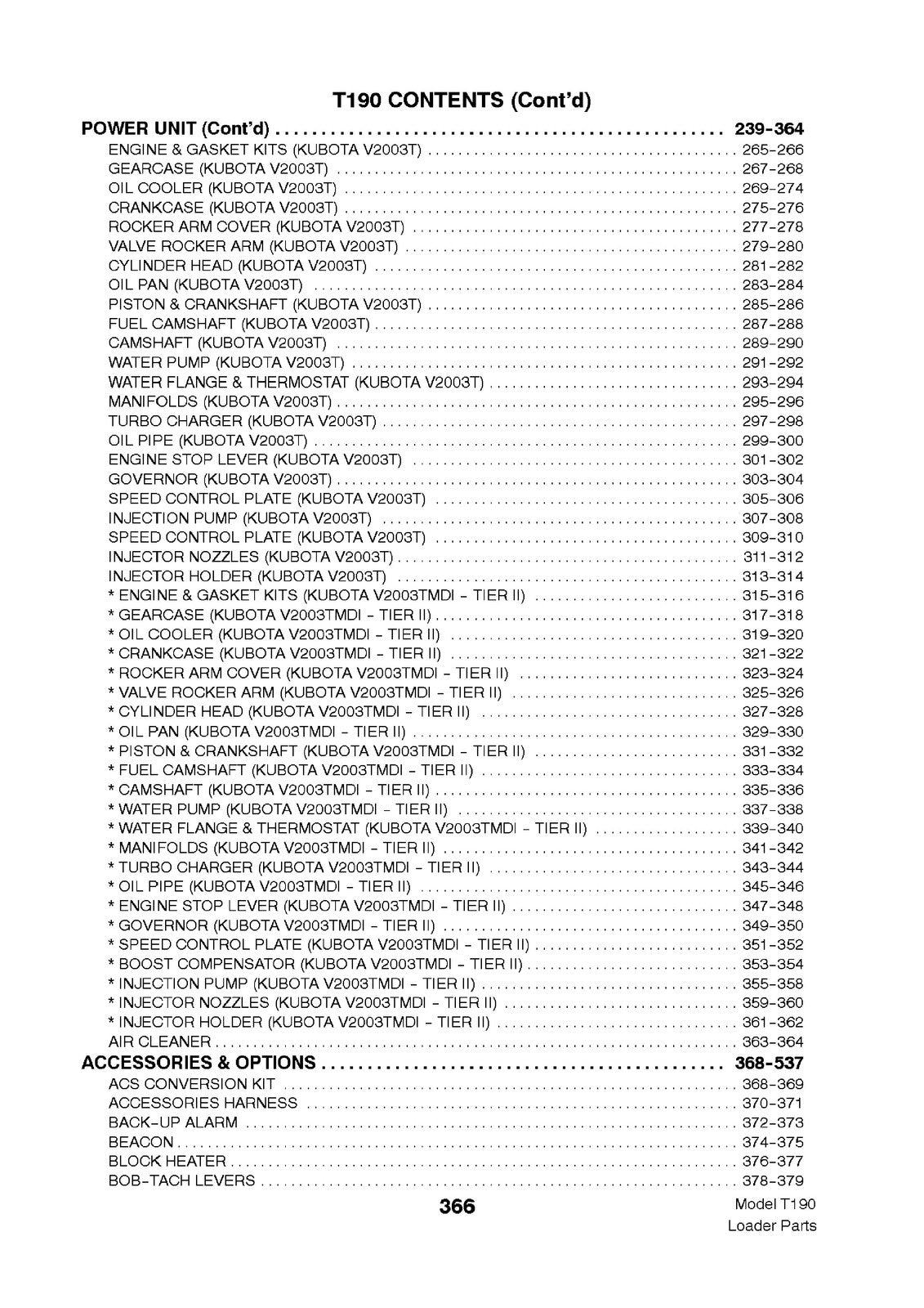 BOBCAT T190 Parts Manual 2003 SN 519311001 Up - STEEL WIRE BOUND - TOUGH COVERS