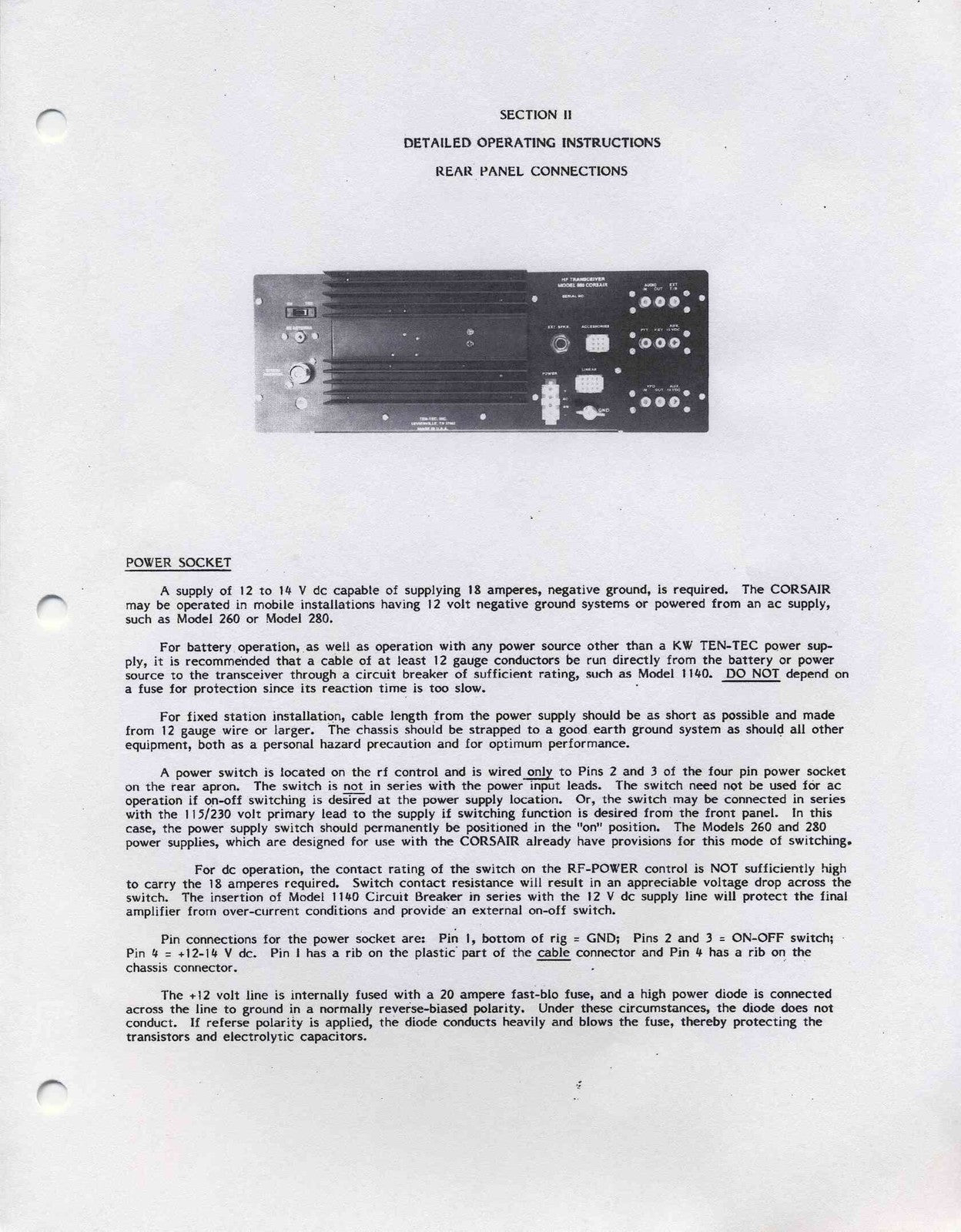 TEN TEC CORSAIR 560 Owners Manual - STEEL WIRE BOUND - PROTECTIVE COVERS