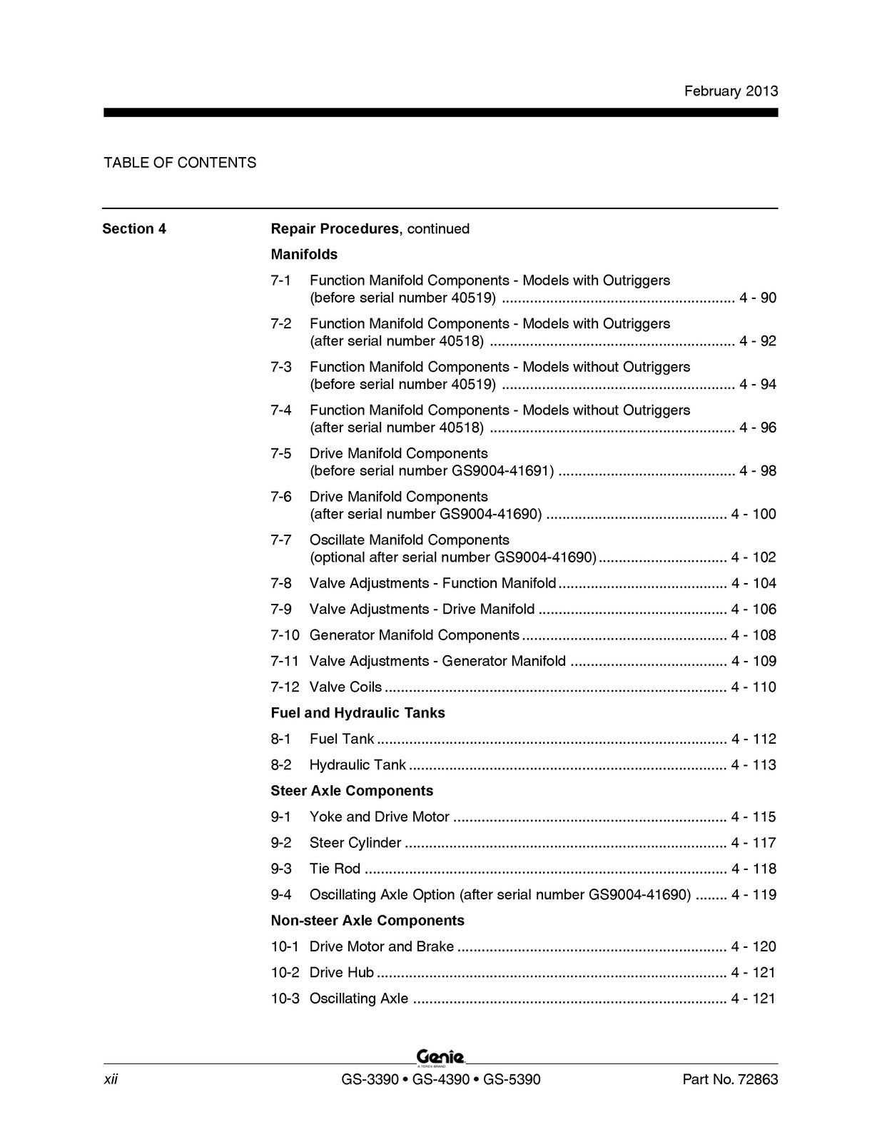 GENIE GS-3390 GS-4390 GS-5390 Service Manual SN 40001 To 42685 - WIRE BOUND