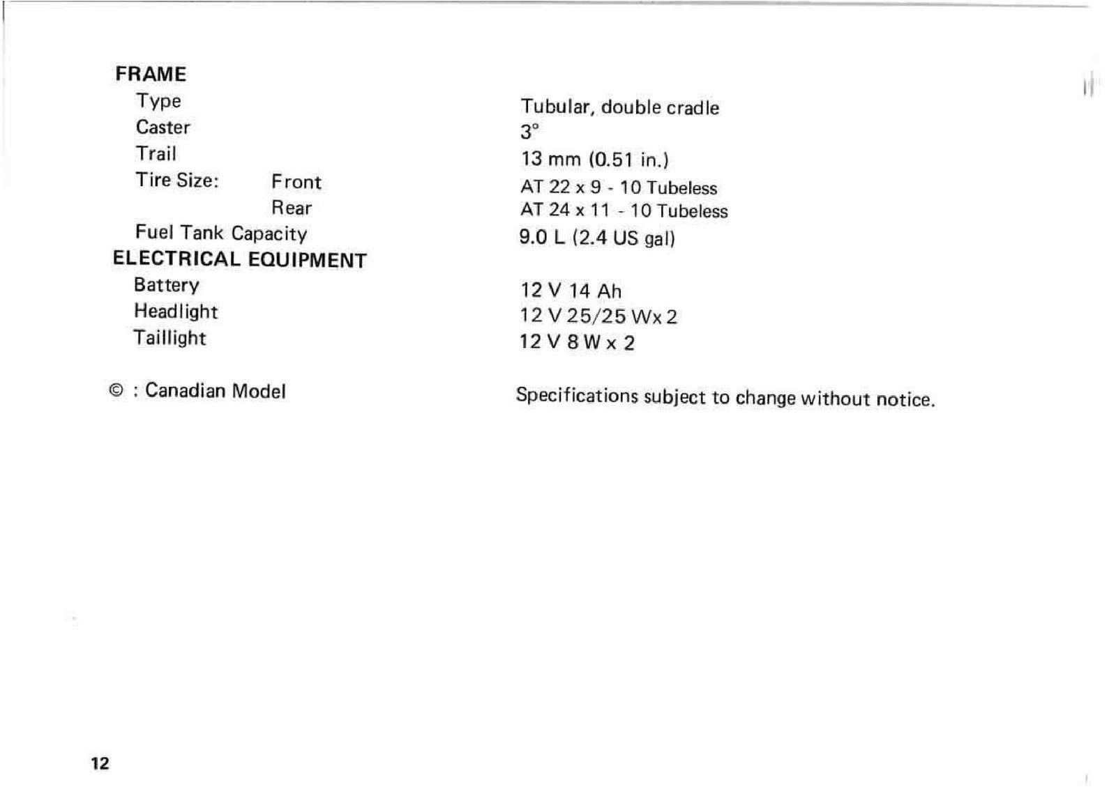 KAWASAKI Bayou 300 Owners Manual 1996 - STEEL WIRE BOUND - PROTECTIVE COVERS