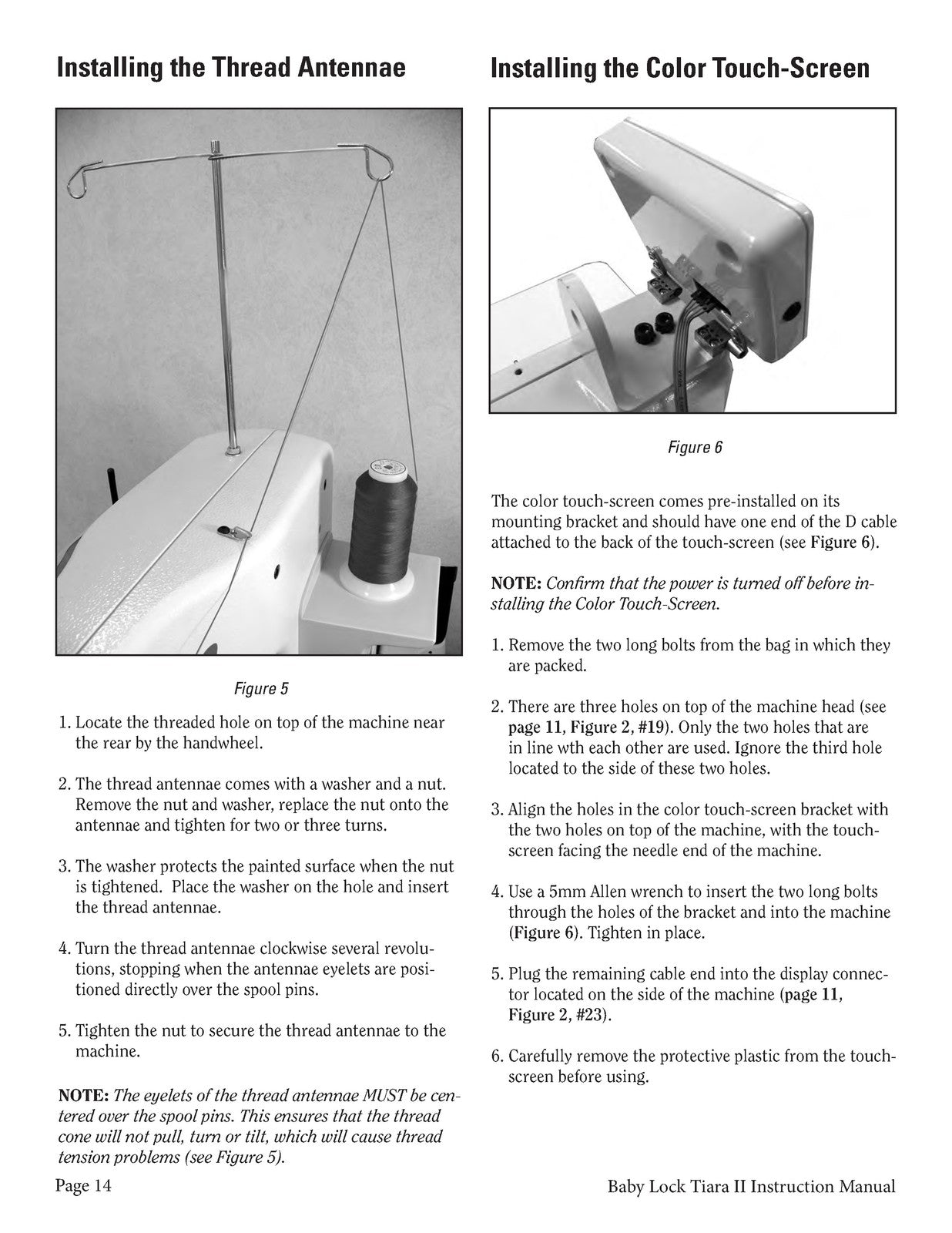 BABY LOCK Tiara II BLTR16-2 Quilting Machine Instruction Manual - WIRE BOUND