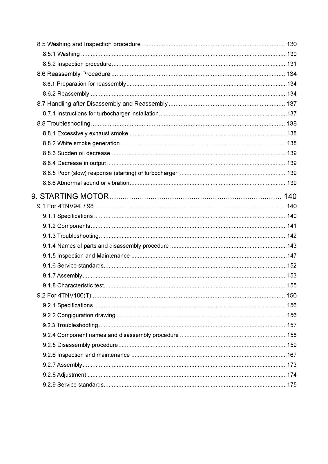 YANMAR 3TNV 4TNV SERIES DIR INJ DIESEL ENGINE SERVICE MANUAL, FOLDOUTS