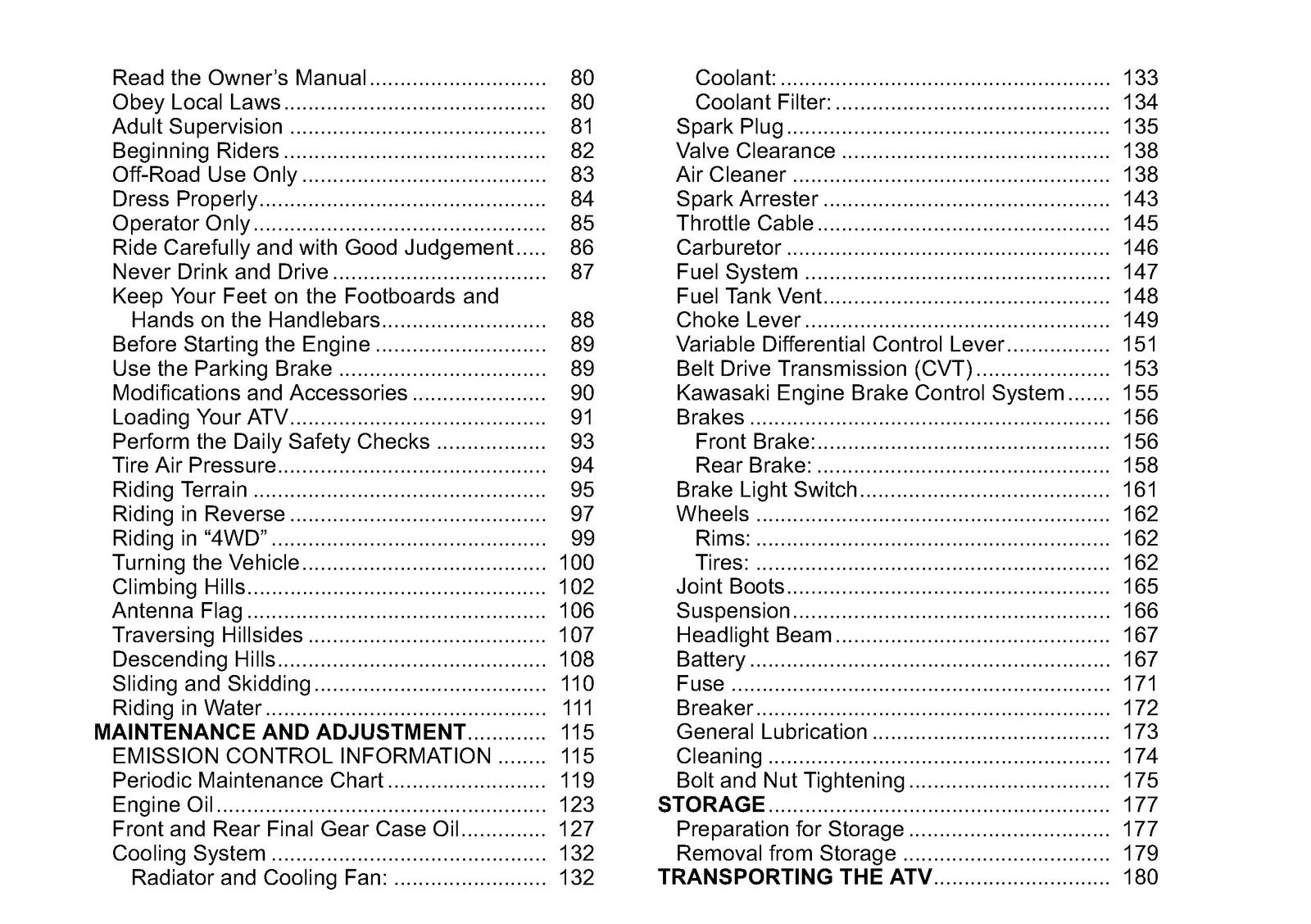KAWASAKI Brute Force 650 4x4 Owners Manual 2012 - WIRE BOUND - TOUGH COVERS