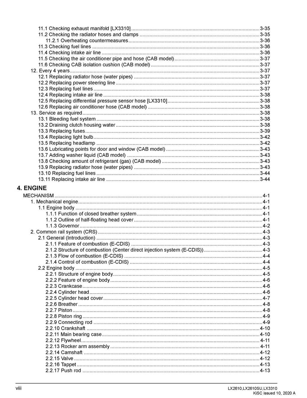 KUBOTA LX2610 LX2610SU LX3310 WORKSHOP MANUAL - BOUND - COVERS - XL FOLDOUTS