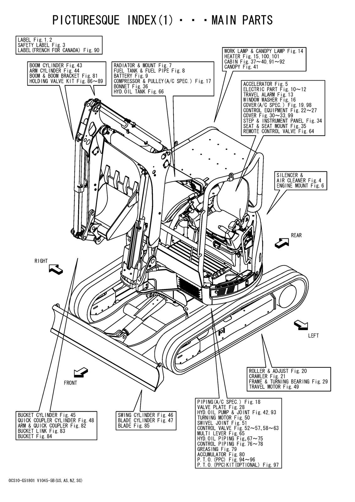 YANMAR VIO45-5 VIO45-5B Excavator Parts Manual 2017 - WIRE BOUND - TOUGH COVERS