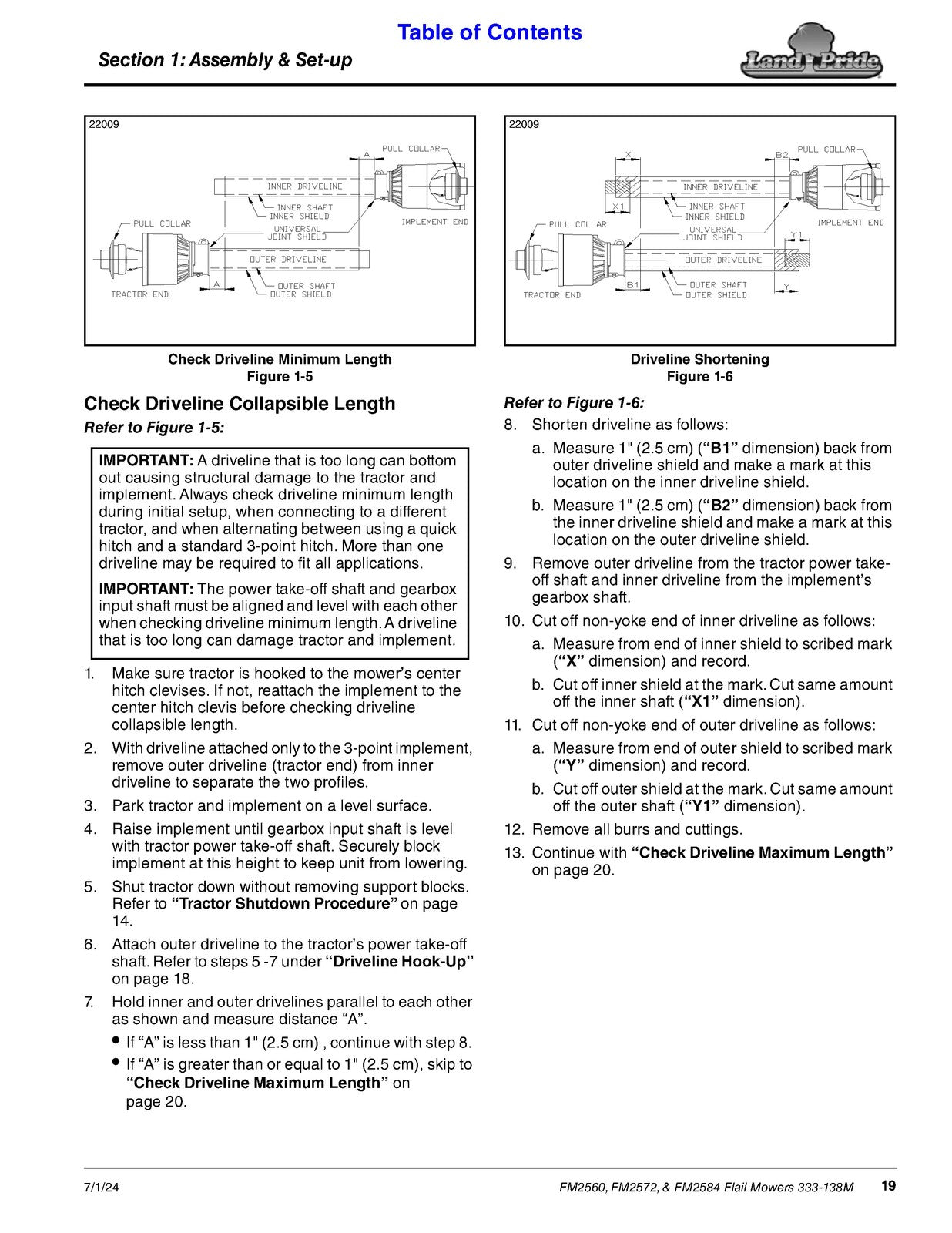 LAND PRIDE FM25 Series Flail Mowers Operators Manual - WIRE BOUND - TOUGH COVERS