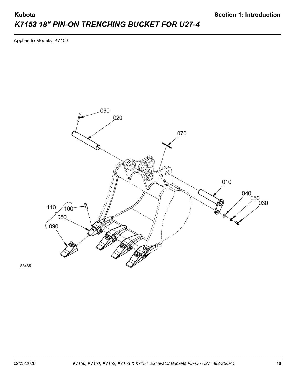 LAND PRIDE K71XX U27 K-series Excavator Buckets Parts Manual 2026 - WIRE BOUND