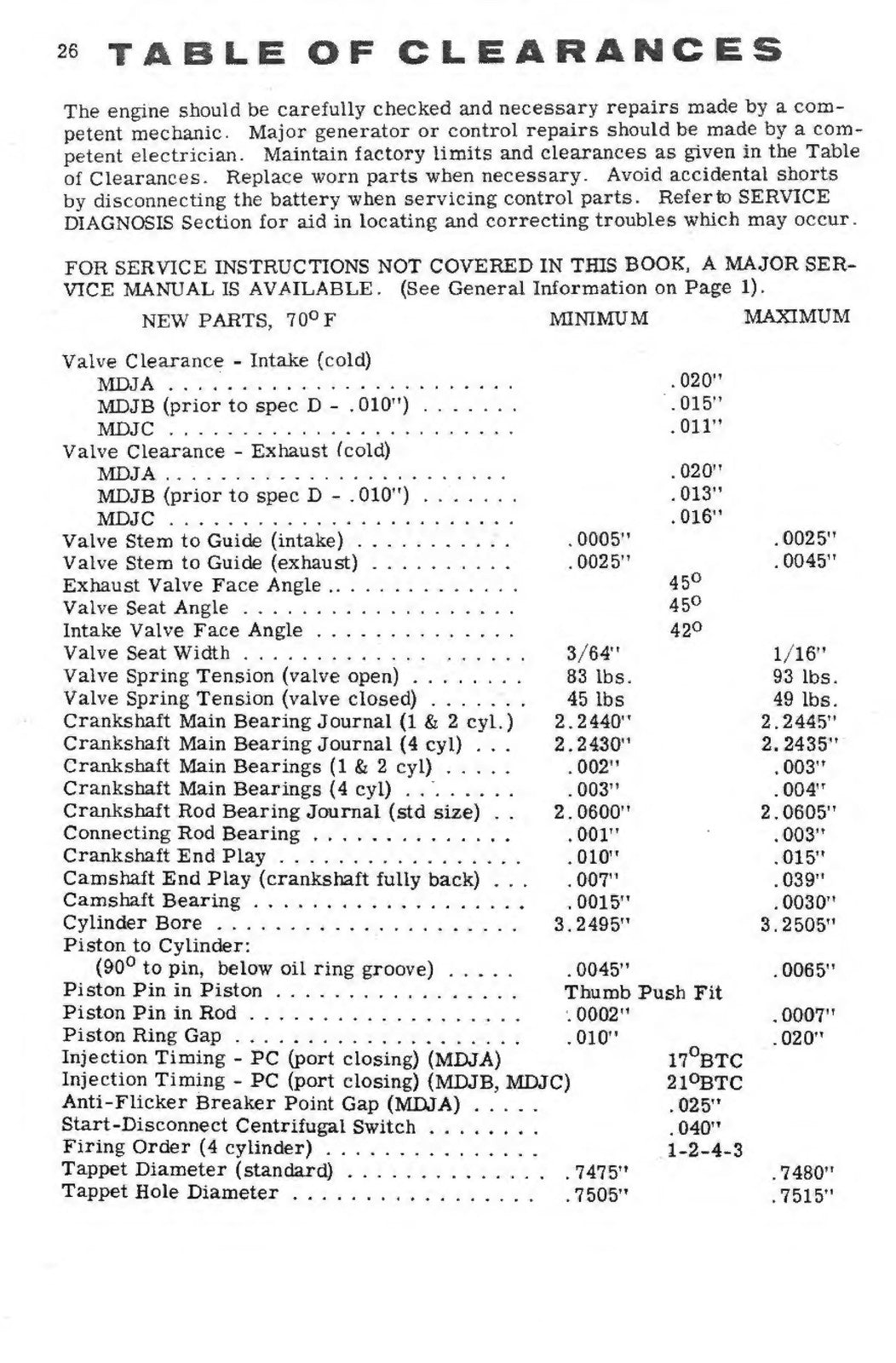 ONAN MDJA MDJB MDJC Marine Diesel Genset Operators Manual - WIRE BOUND - COVERS