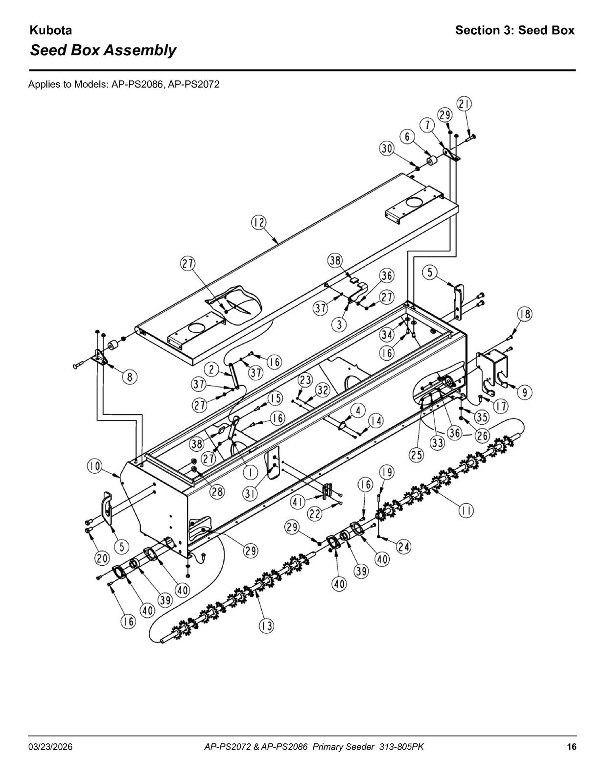 LAND PRIDE PS20 Series Primary Seeders Parts Manual 2026 - WIRE BOUND - COVERS
