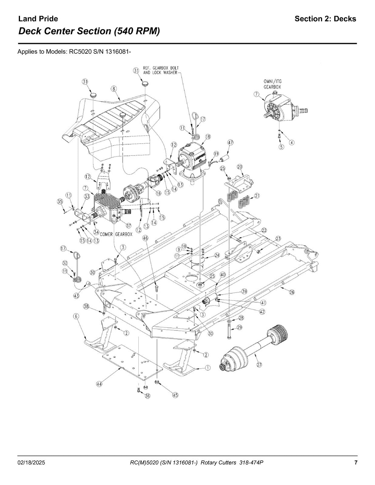 LAND PRIDE RC5020 Rotary Cutters Parts Manual 2025 - WIRE BOUND - TOUGH COVERS