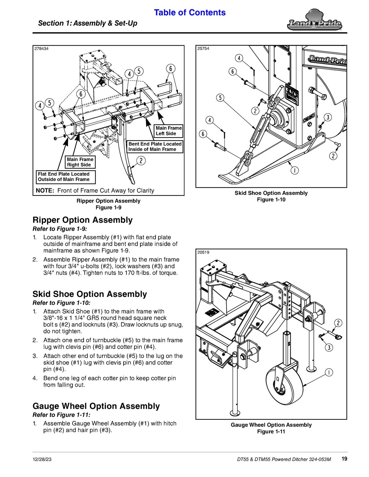 LAND PRIDE DT55 Series Ditchers Operators Manual - WIRE BOUND - TOUGH COVERS