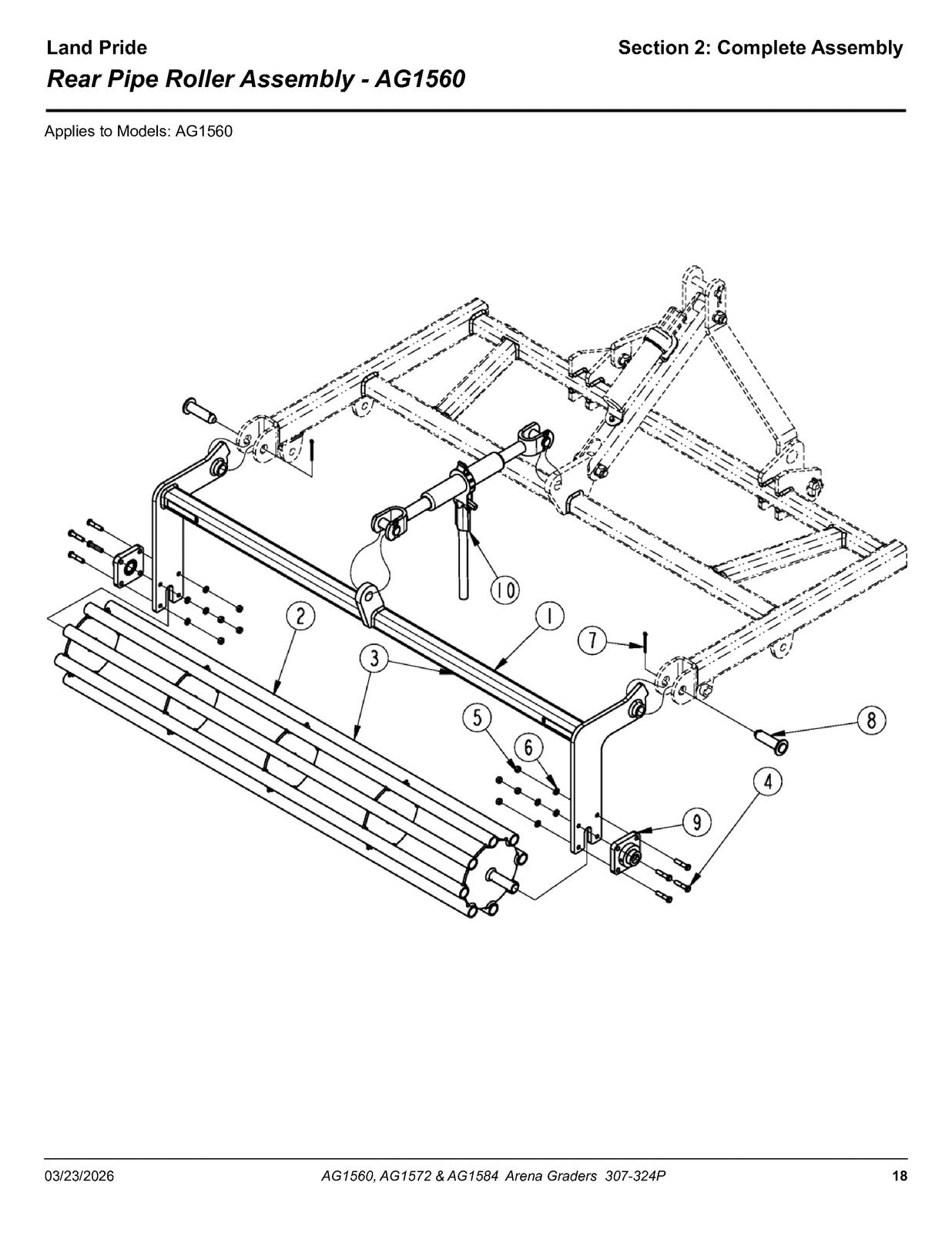 LAND PRIDE AG15 Series Arena Graders Parts Manual 2026 - WIRE BOUND - COVERS