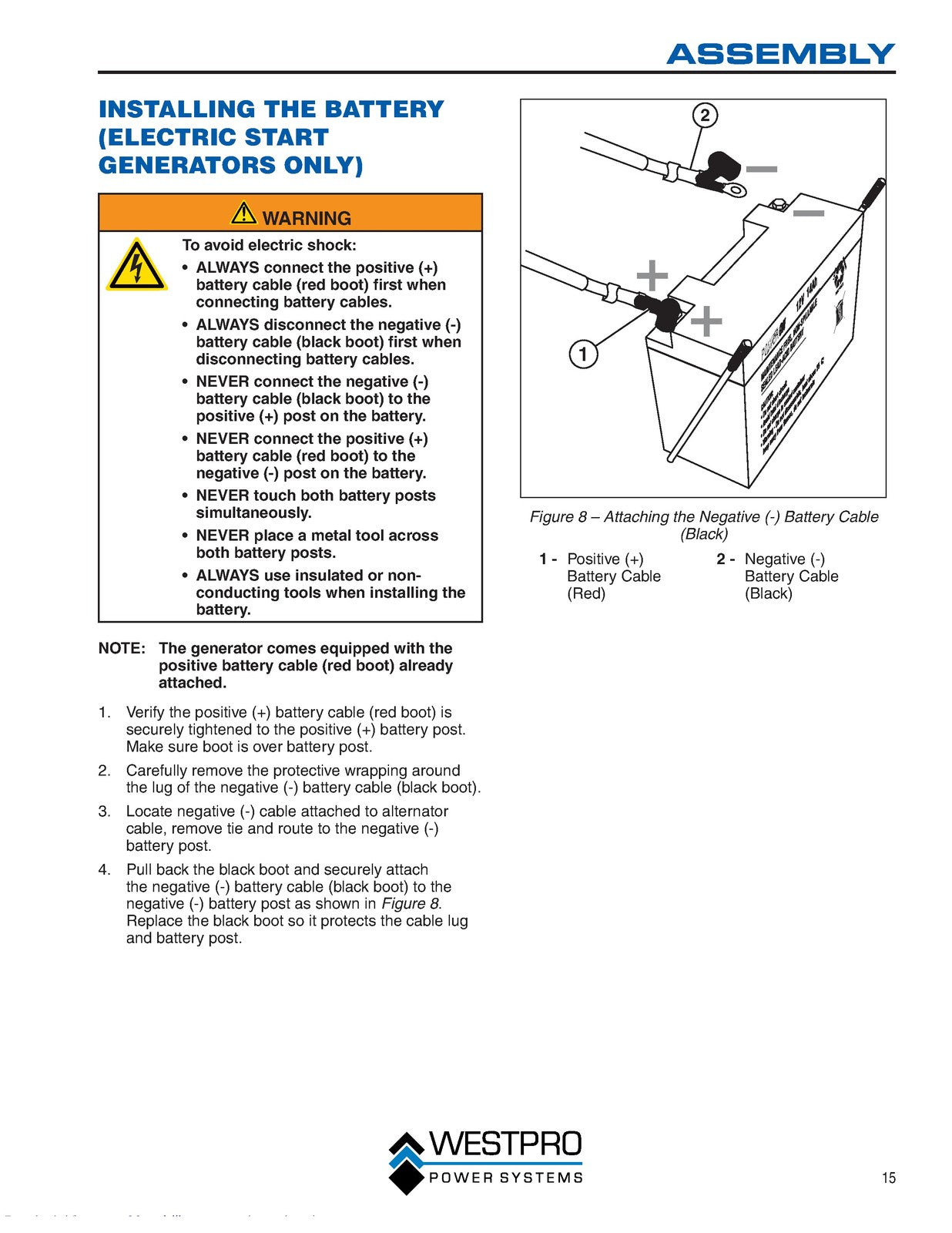 WESTINGHOUSE WH3250 WH4500 thru WH7500E Portable Generator Operators Manual