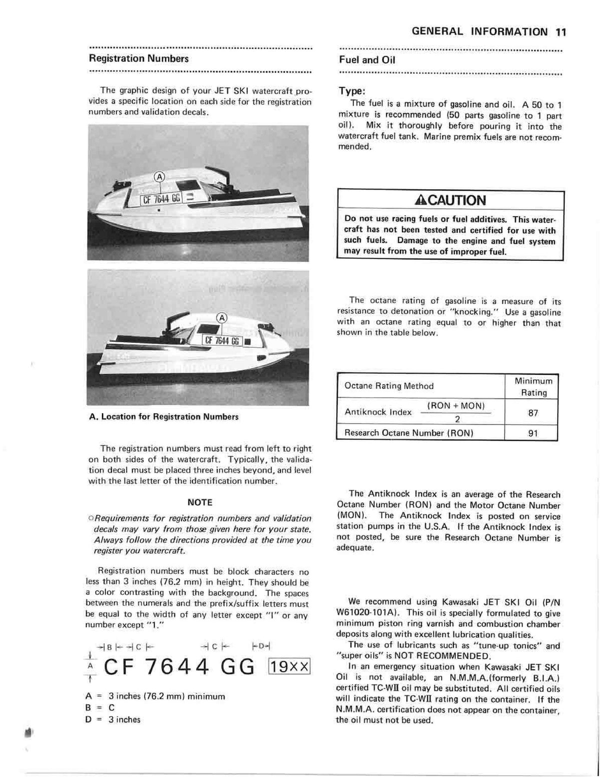 KAWASAKI Jet Ski 440 Owners Manual - STEEL WIRE BOUND - PROTECTIVE COVERS