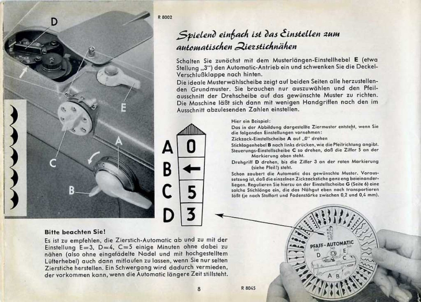 PFAFF 362-261 Automatic Sewing Machine Instruction Manual - WIRE BOUND - COVERS
