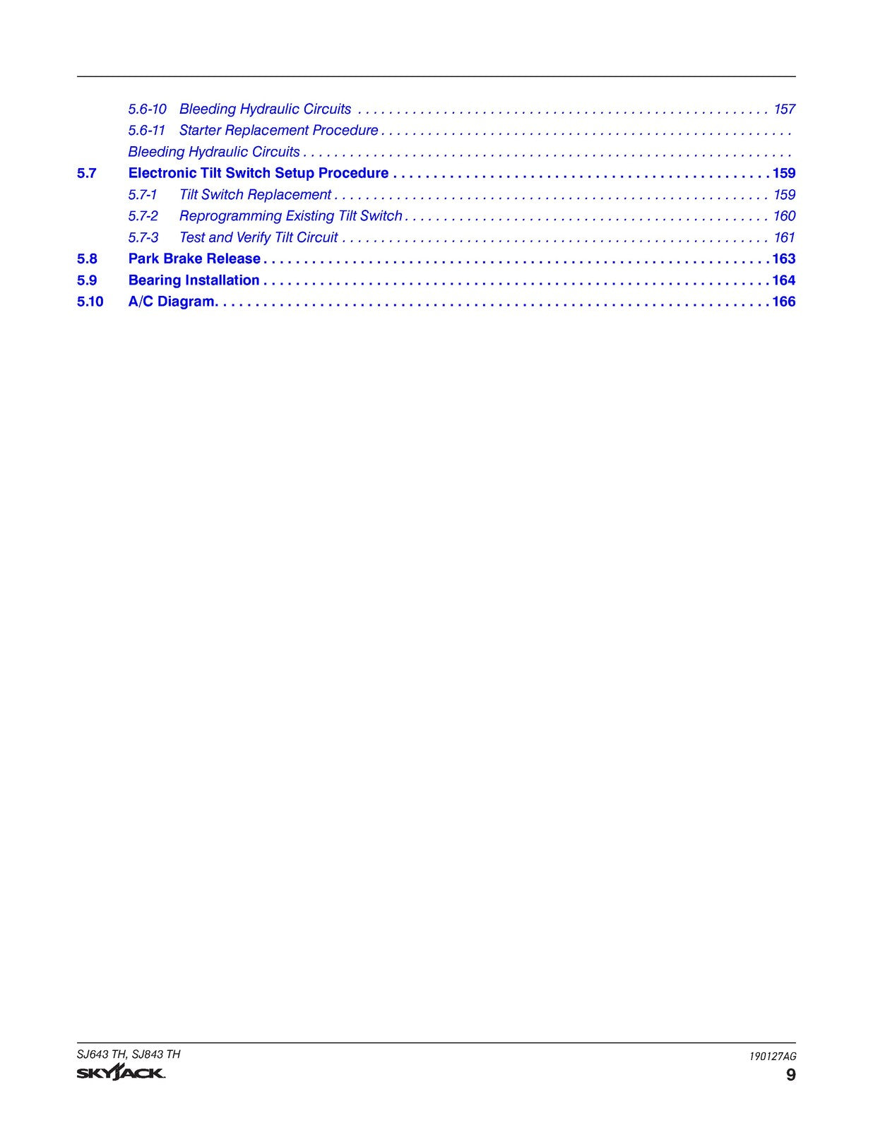 SKYJACK SJ643 TH SJ843 TH Telehandler Service Manual 2026 SN 87110001 Up