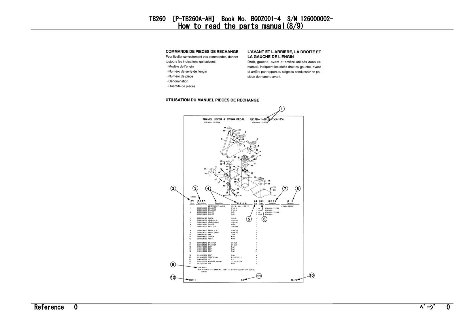 TAKEUCHI TB260 Hydraulic Excavator Parts Manual SN 126000002 Up - WIRE BOUND