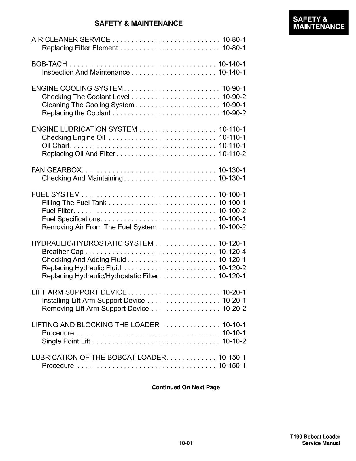 BOBCAT T190 G SERIES TURBO HIGH FLOW SERVICE MANUAL - BOUND - COVERS - FOLDOUTS