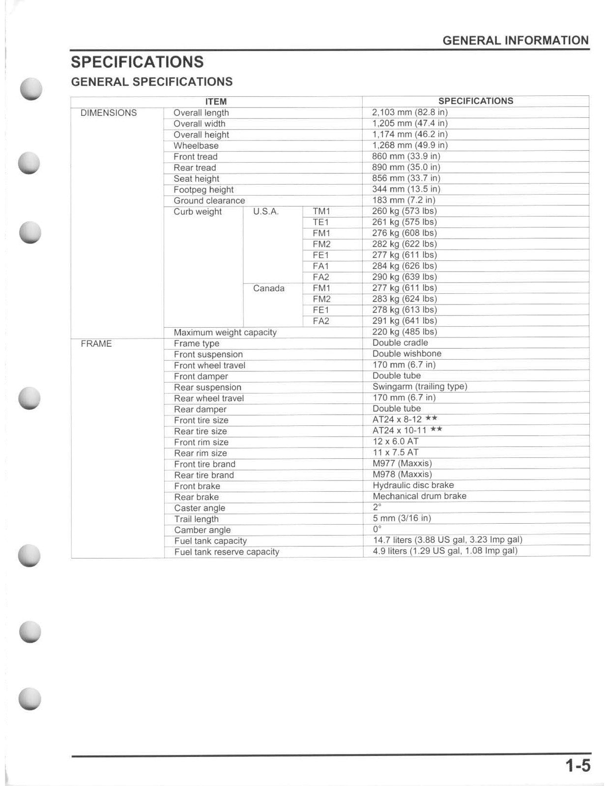 HONDA Rancher 420 TRX420 ATV Service Manual 2014 - BOUND - COVERS - XL FOLDOUTS