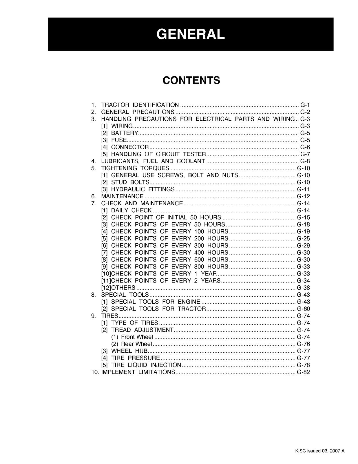 KUBOTA M105S Tractor Workshop Manual 2007 - BOUND - COVERS - XL FOLDOUT PAGES