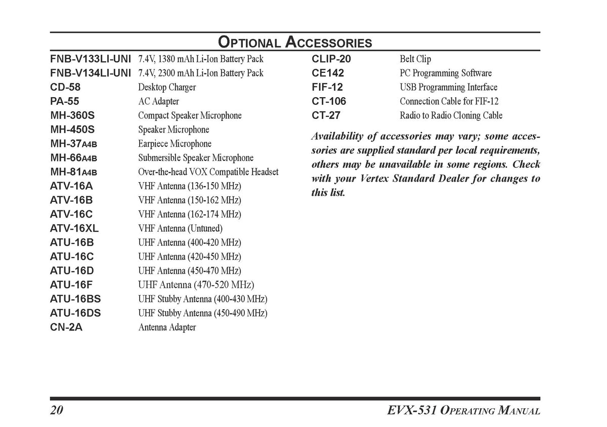 VERTEX STANDARD EVX-531 Two-Way Radio Operating Manual - WIRE BOUND - COVERS