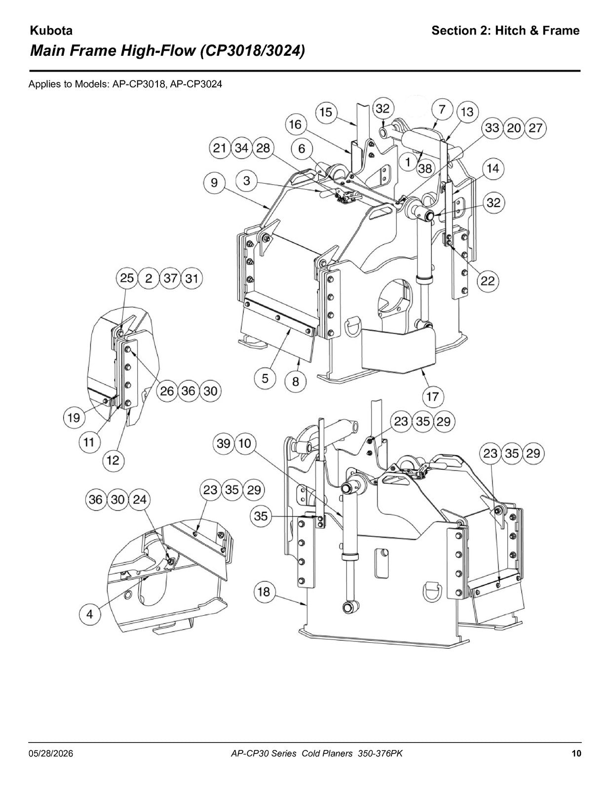 LAND PRIDE CP30 Series Cold Planers Parts Manual 2026 - WIRE BOUND - COVERS