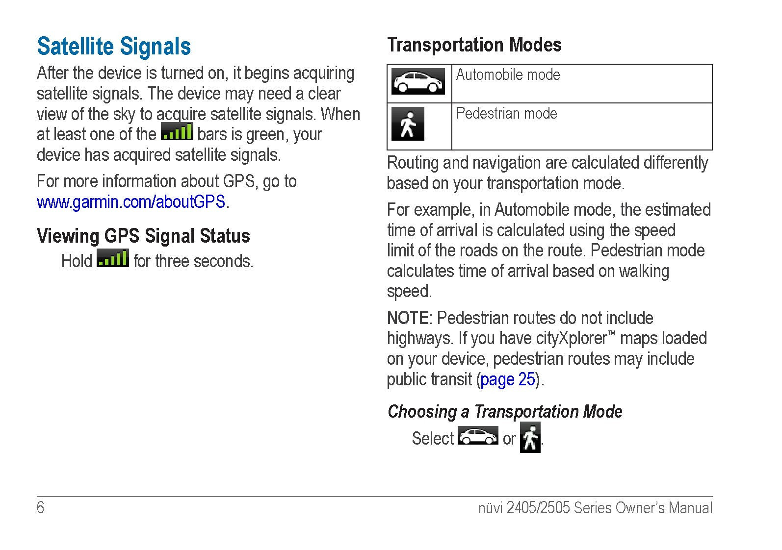 GARMIN Nuvi 2405 2505 Series Owners Manual 2012 - WIRE BOUND - TOUGH COVERS