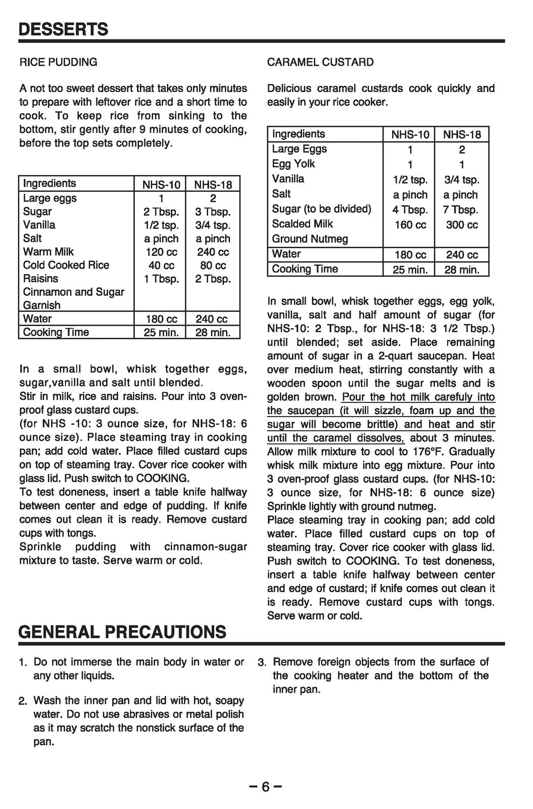 ZOJIRUSHI NHS-06 10 18 Automatic Rice Cooker Operating Instructions Manual