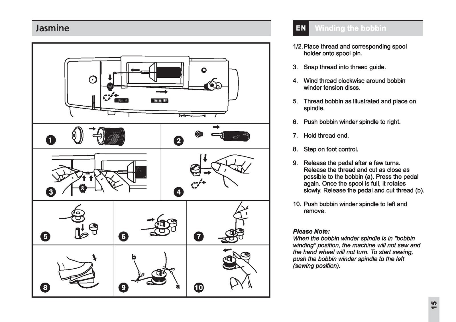 EVER SEWN Jasmine Sewing Machine Instruction Manual - WIRE BOUND - TOUGH COVERS