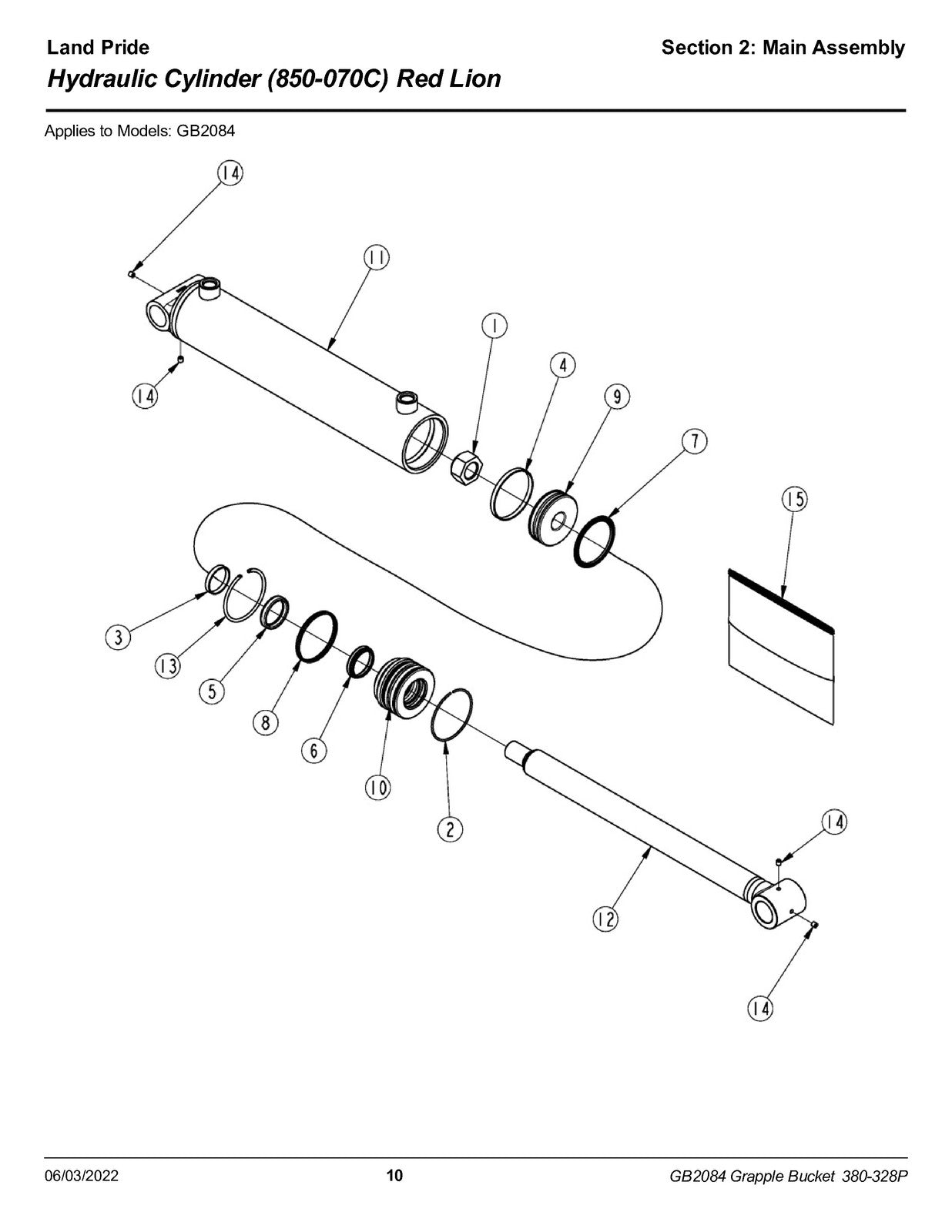 LAND PRIDE GB20 Series Grapple Bucket Parts Manual 2022 - WIRE BOUND - COVERS
