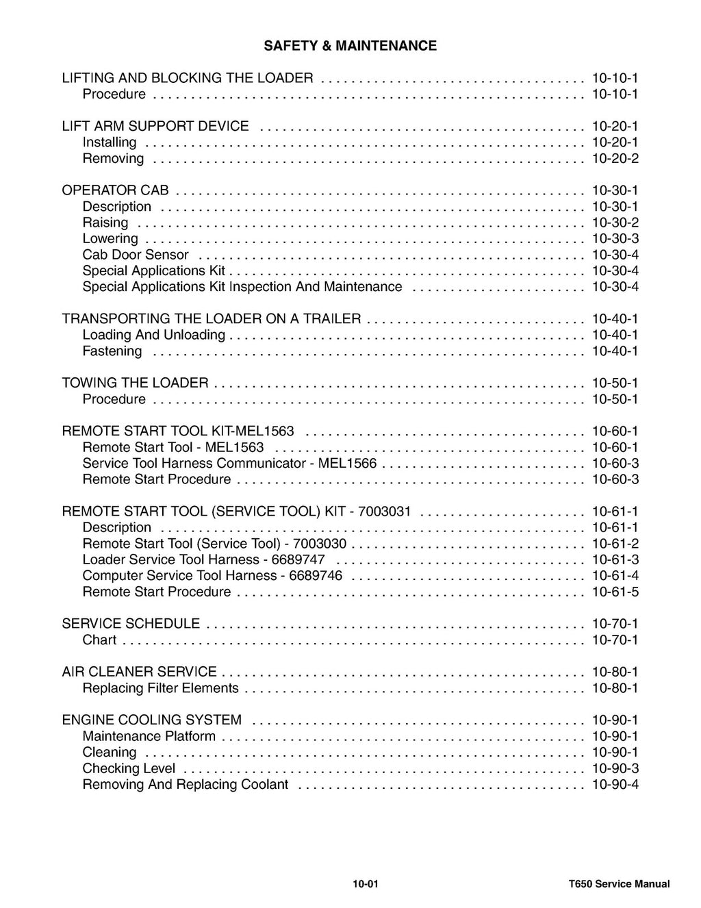 BOBCAT T650 COMPACT TRACK LOADER SN A3P011001 UP SERVICE MANUAL, FOLDOUTS