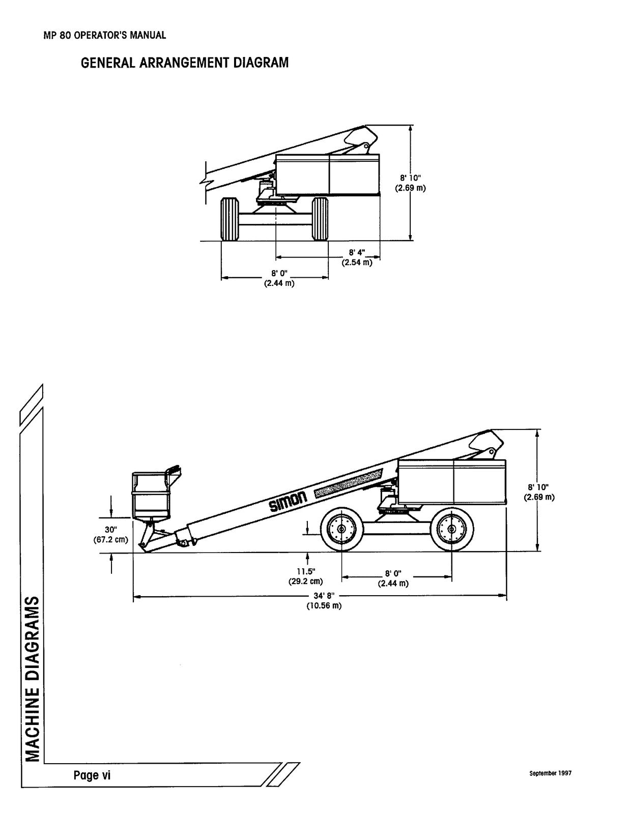 TEREX AERIALS MP 80 Self-Propelled Boom Operator Maintenance Manual 1997 - BOUND